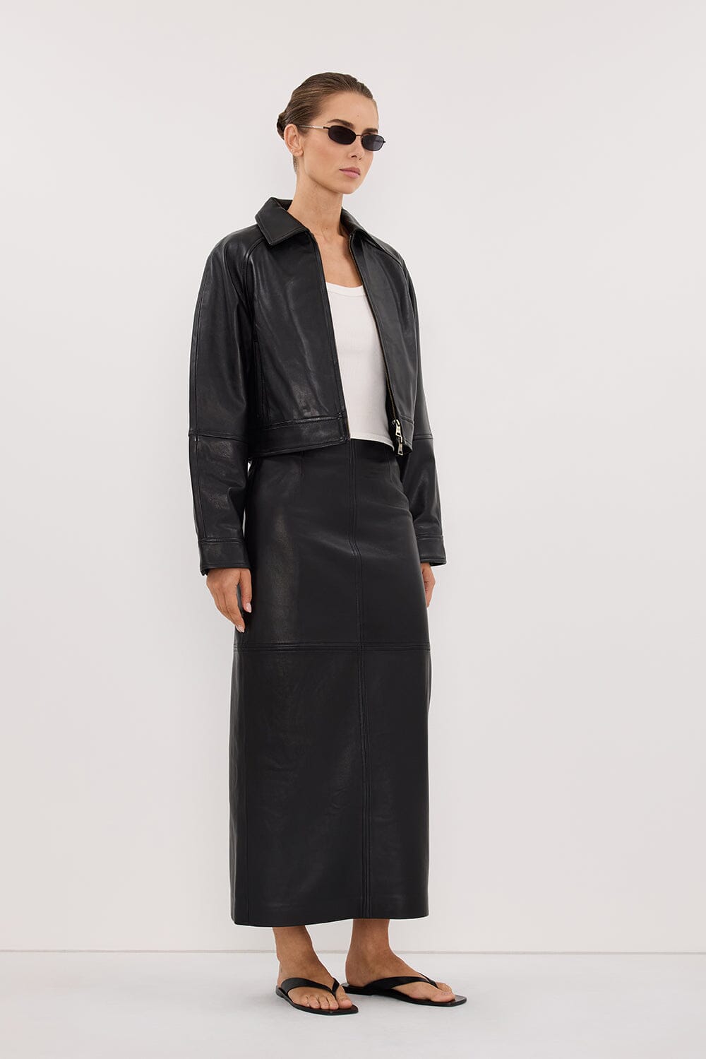 FREYA BLACK CROPPED LEATHER JACKET