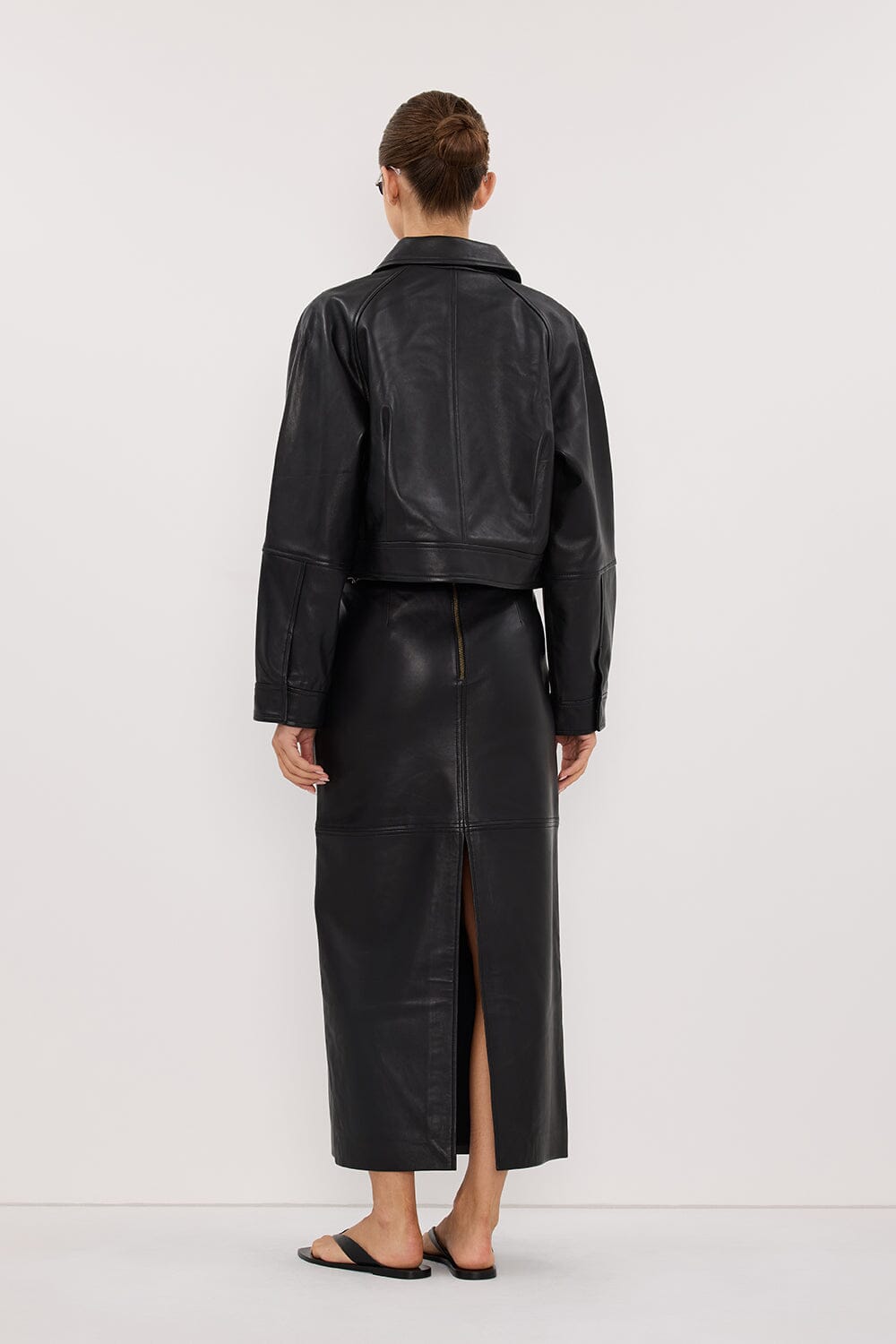 FREYA BLACK CROPPED LEATHER JACKET