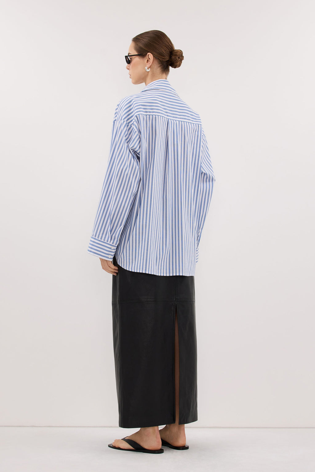 COOPER BLACK LEATHER MIDI SKIRT
