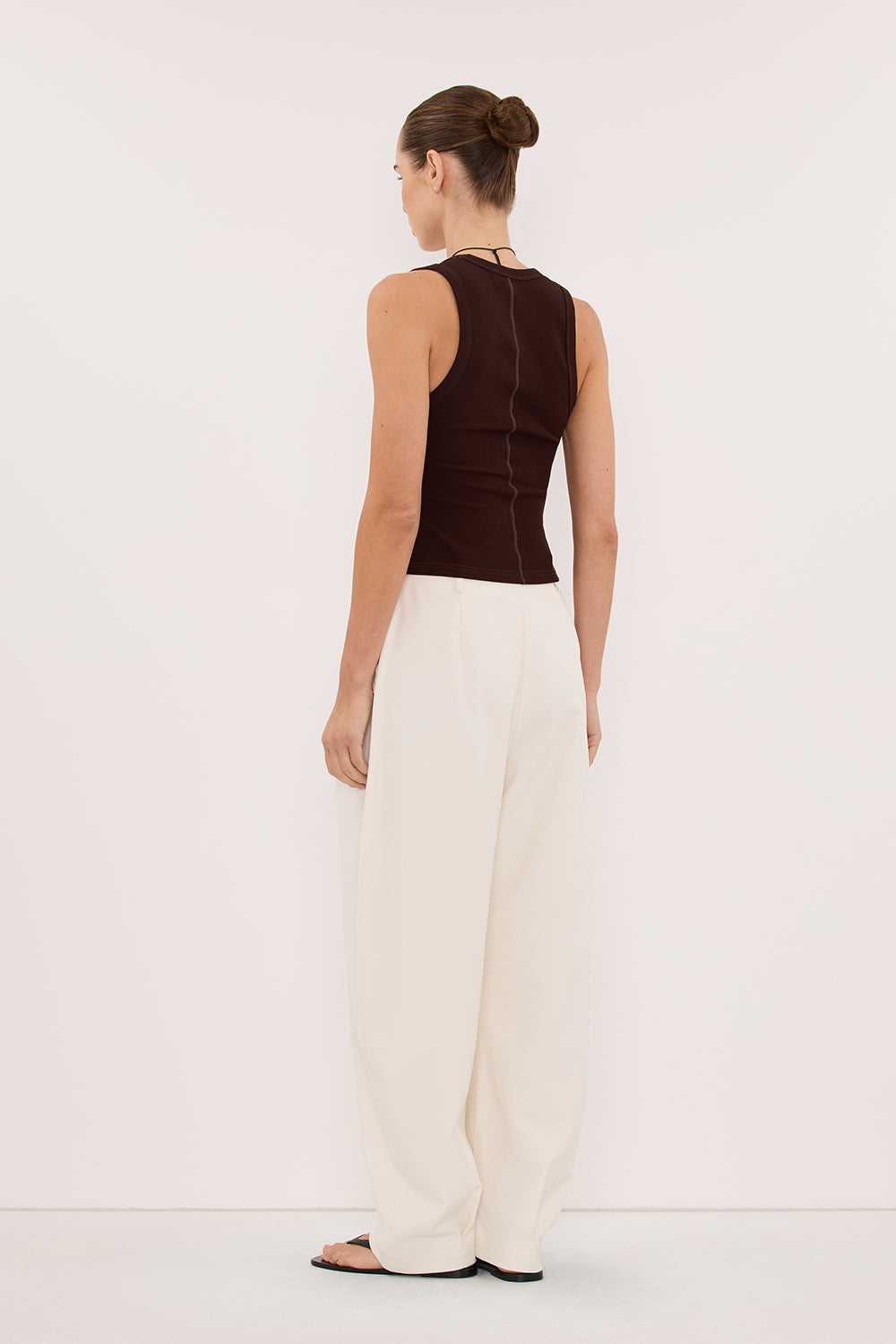 YASMIN BURNT CHOC SLEEVELESS KNIT TANK