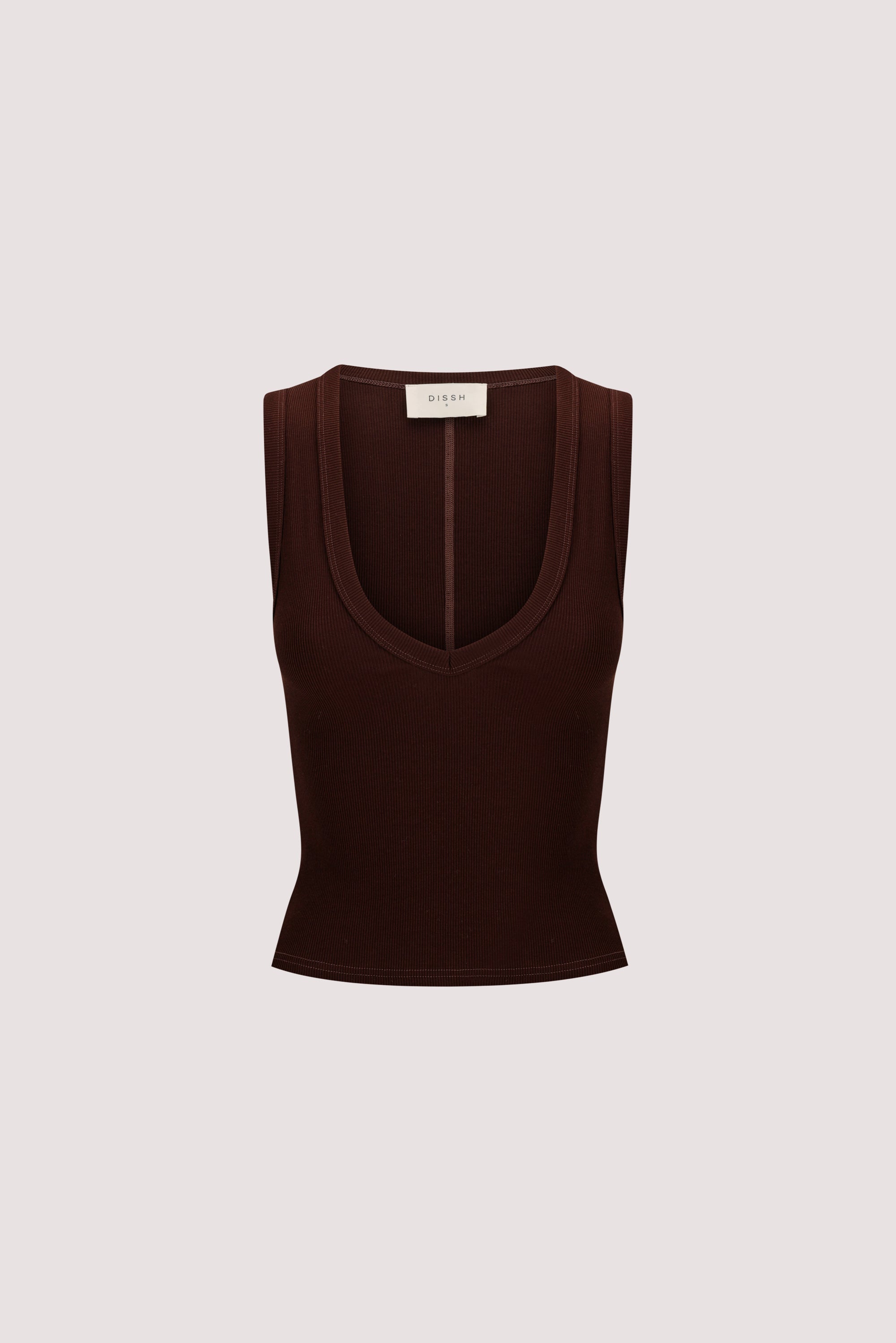 YASMIN BURNT CHOC SLEEVELESS KNIT TANK