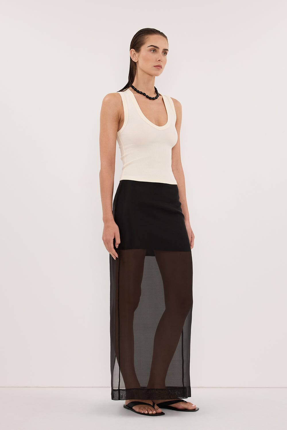 YASMIN STRAW SLEEVELESS KNIT TANK TOP