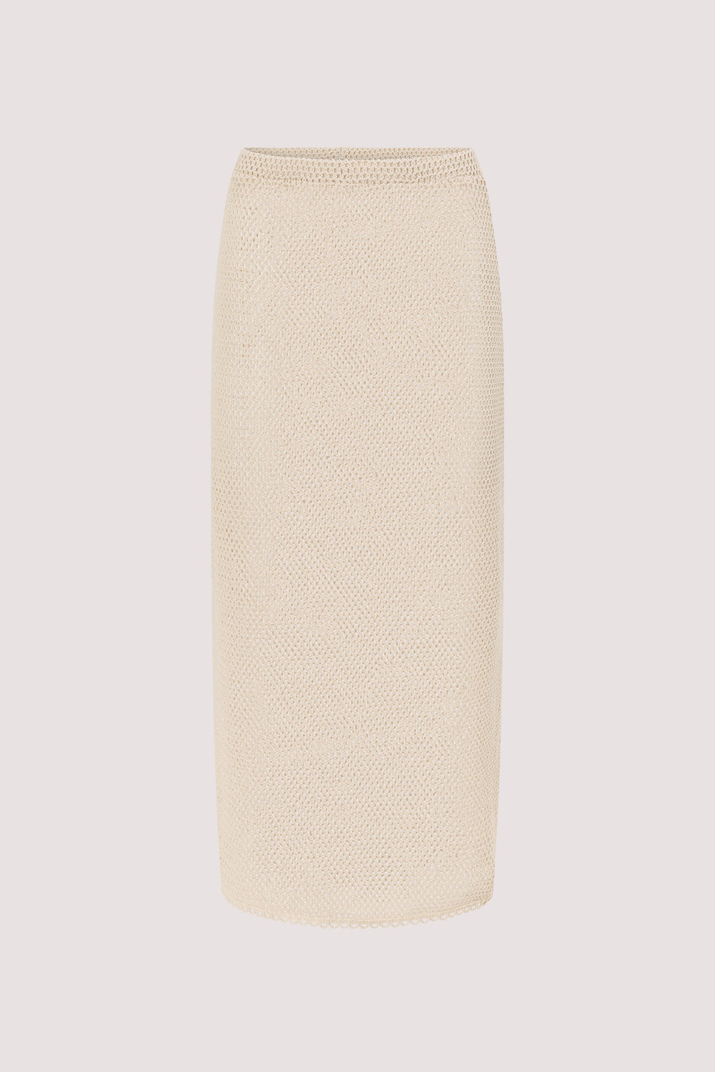 ANNE NATURAL OPEN KNIT MIDI SKIRT