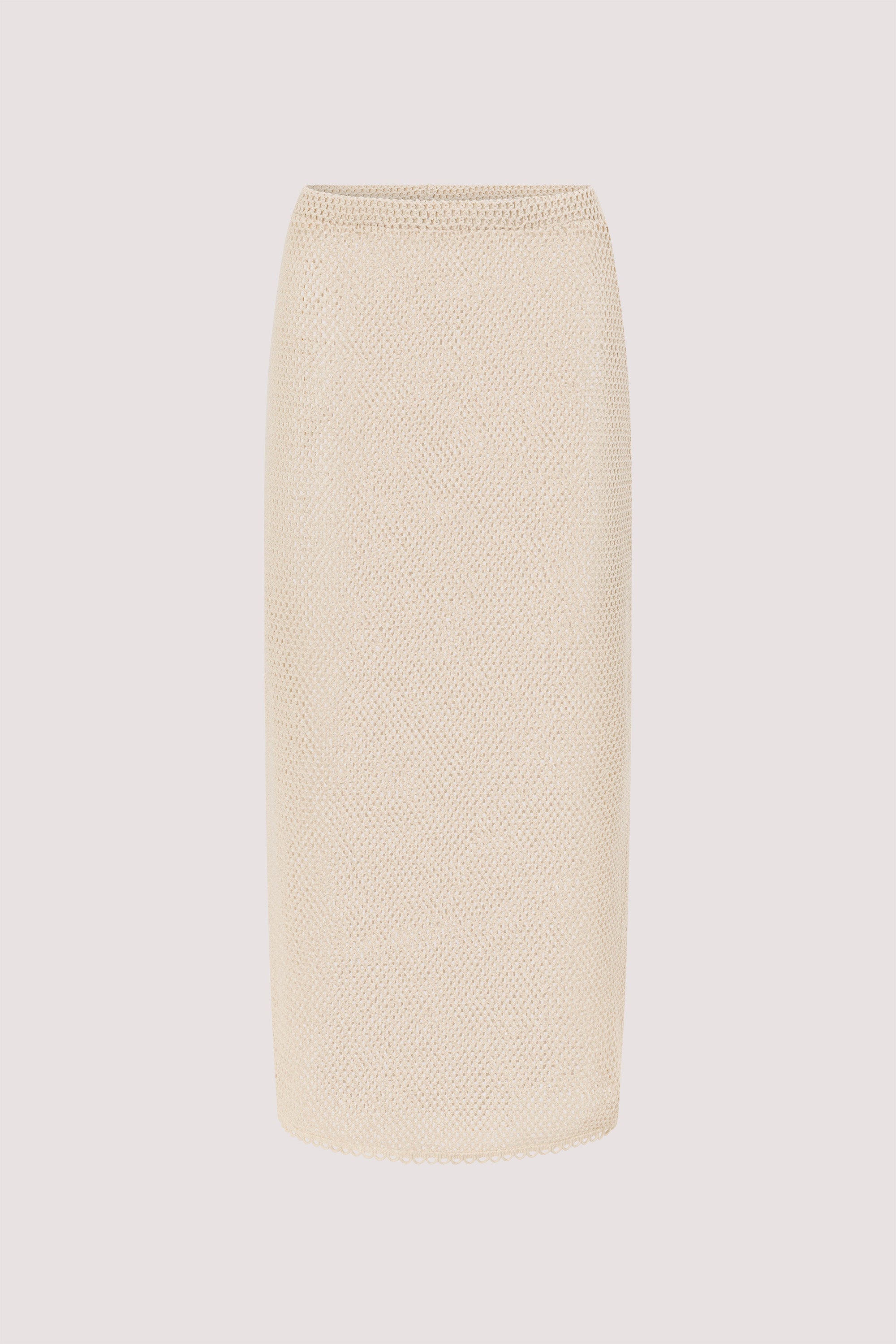 ANNE NATURAL OPEN KNIT MIDI SKIRT