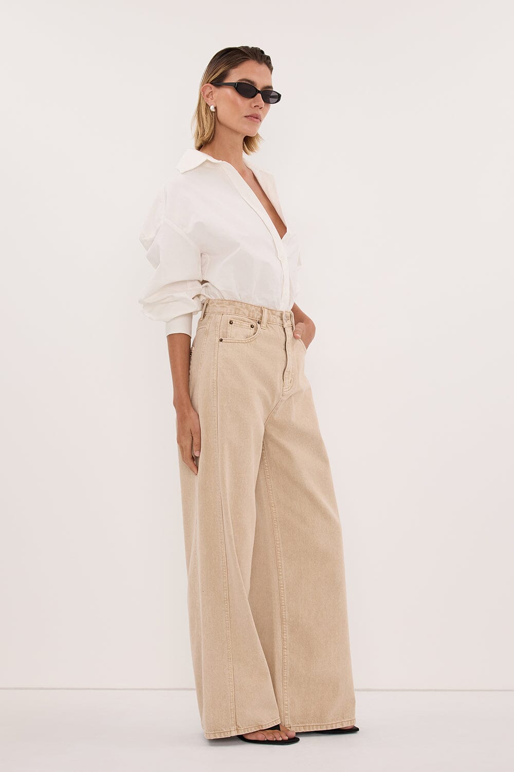 DREW BUFF WIDE LEG DENIM JEAN