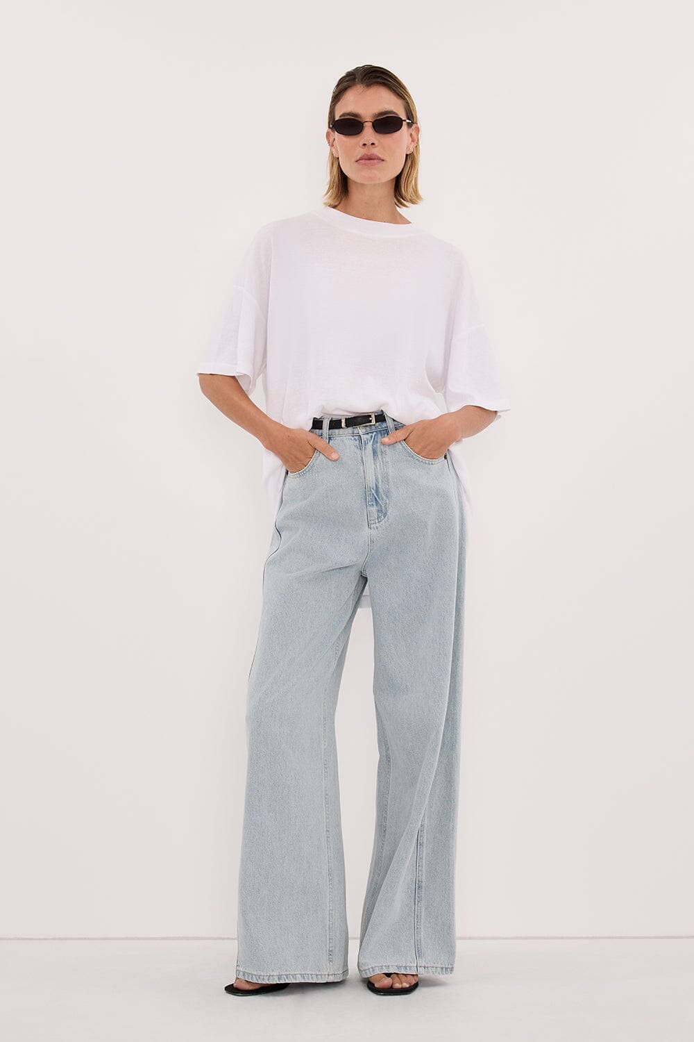 DREW LIGHT RINSE WIDE LEG DENIM JEAN