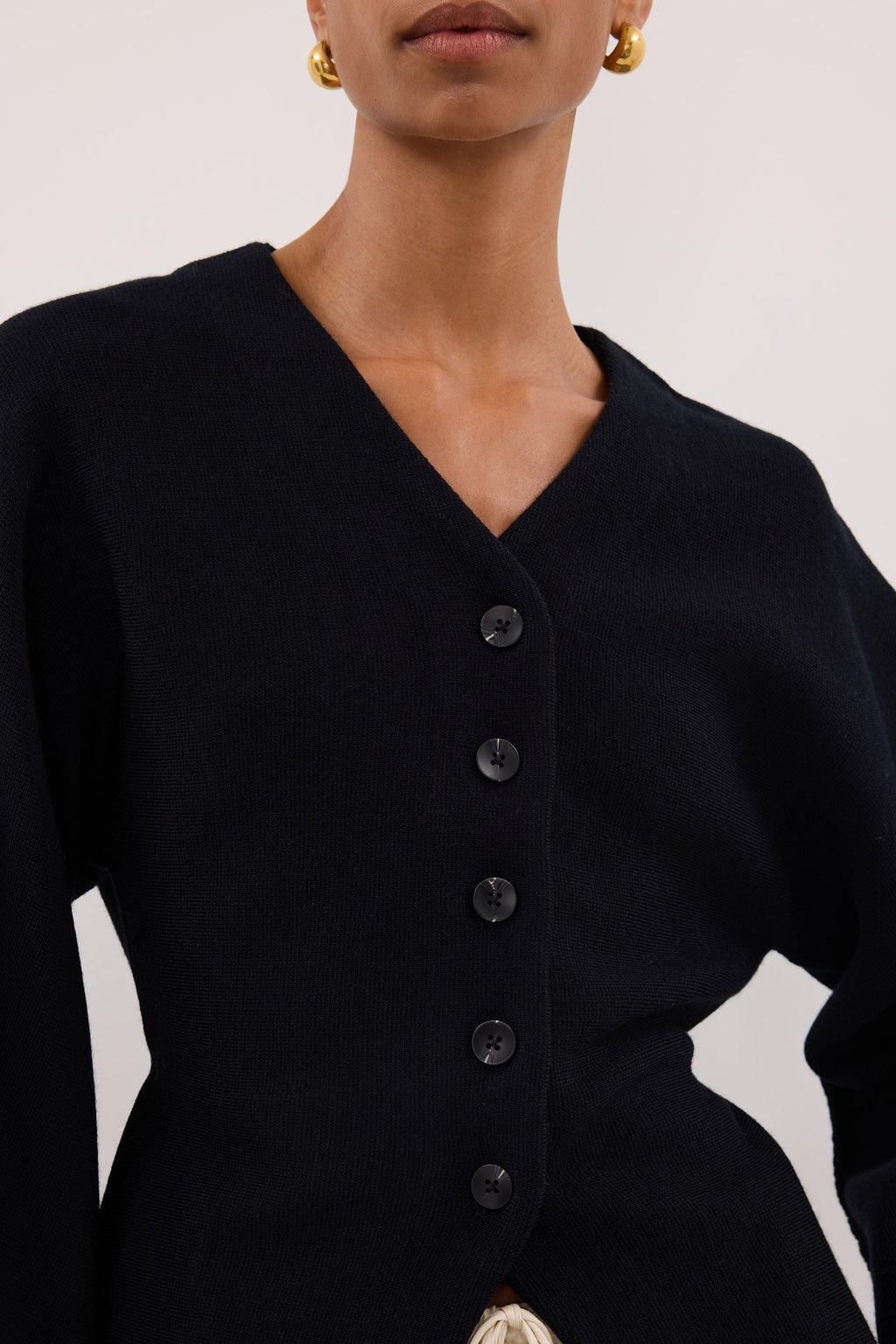 ETHEL BLACK V NECK CARDIGAN