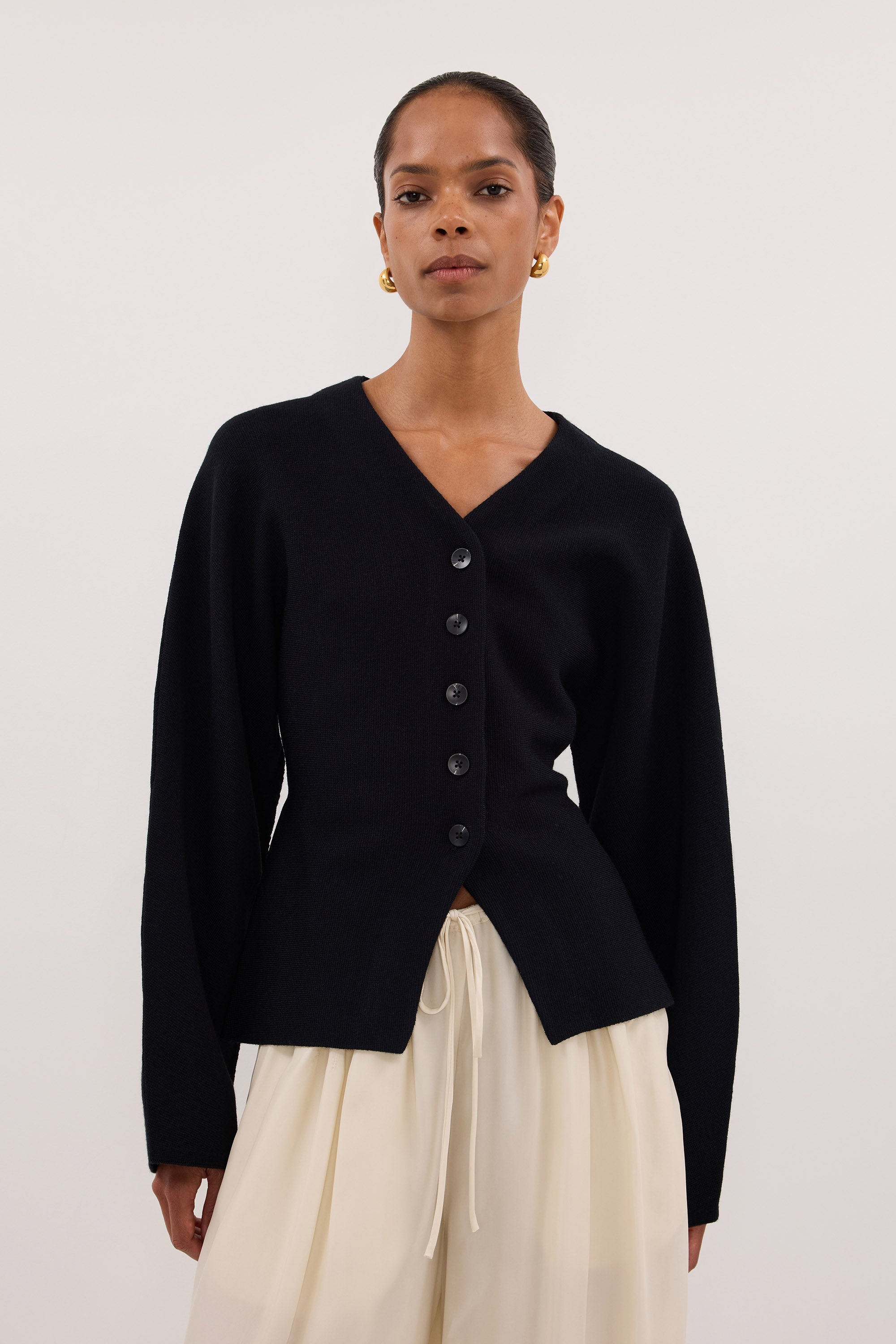 ETHEL BLACK V NECK CARDIGAN