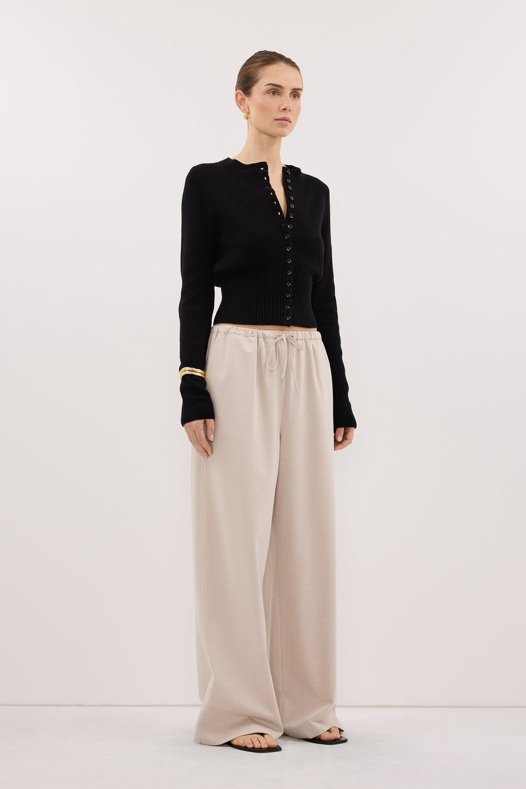 IRIS BLACK CREW KNIT CARDIGAN