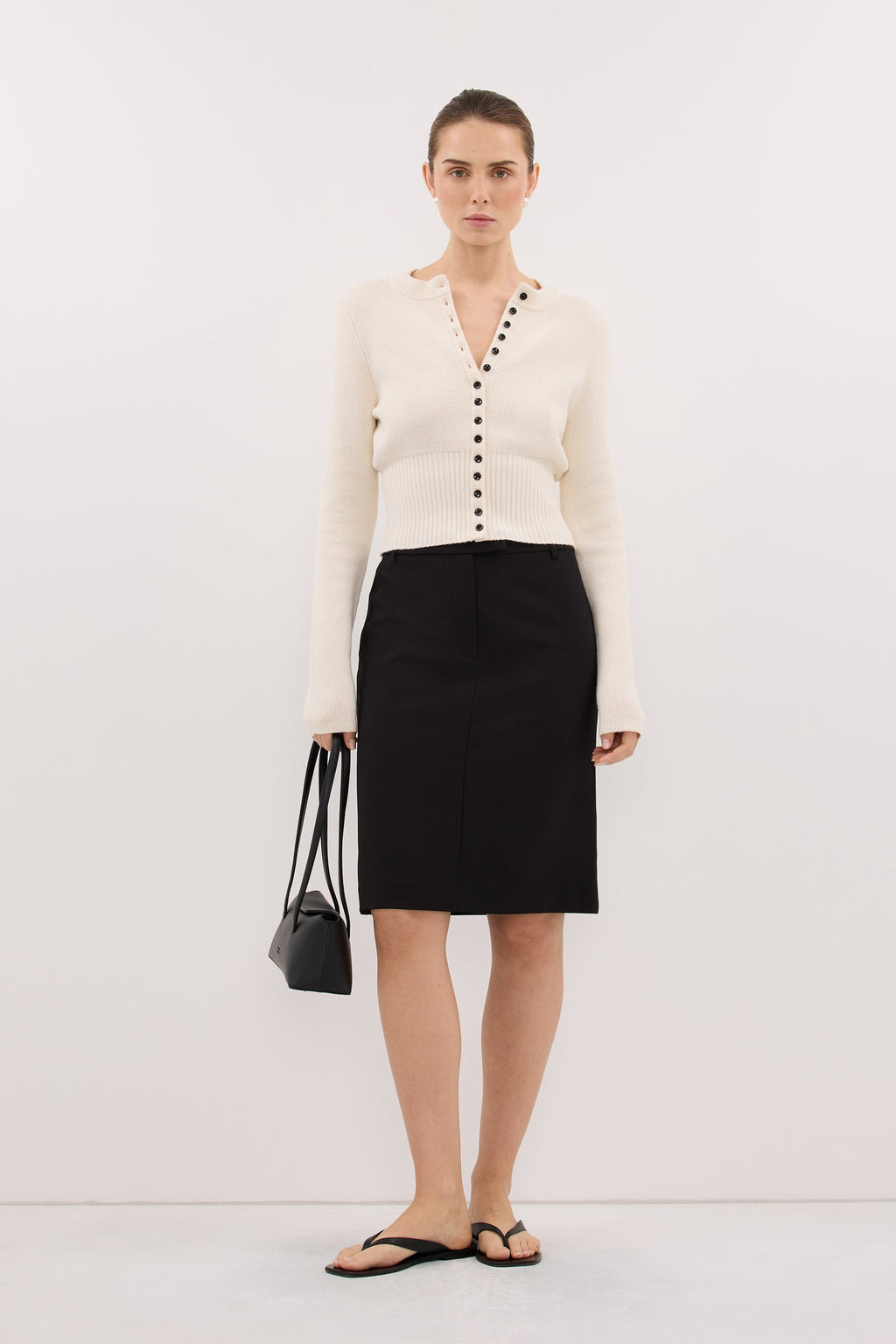 IRIS IVORY CREW KNIT CARDIGAN