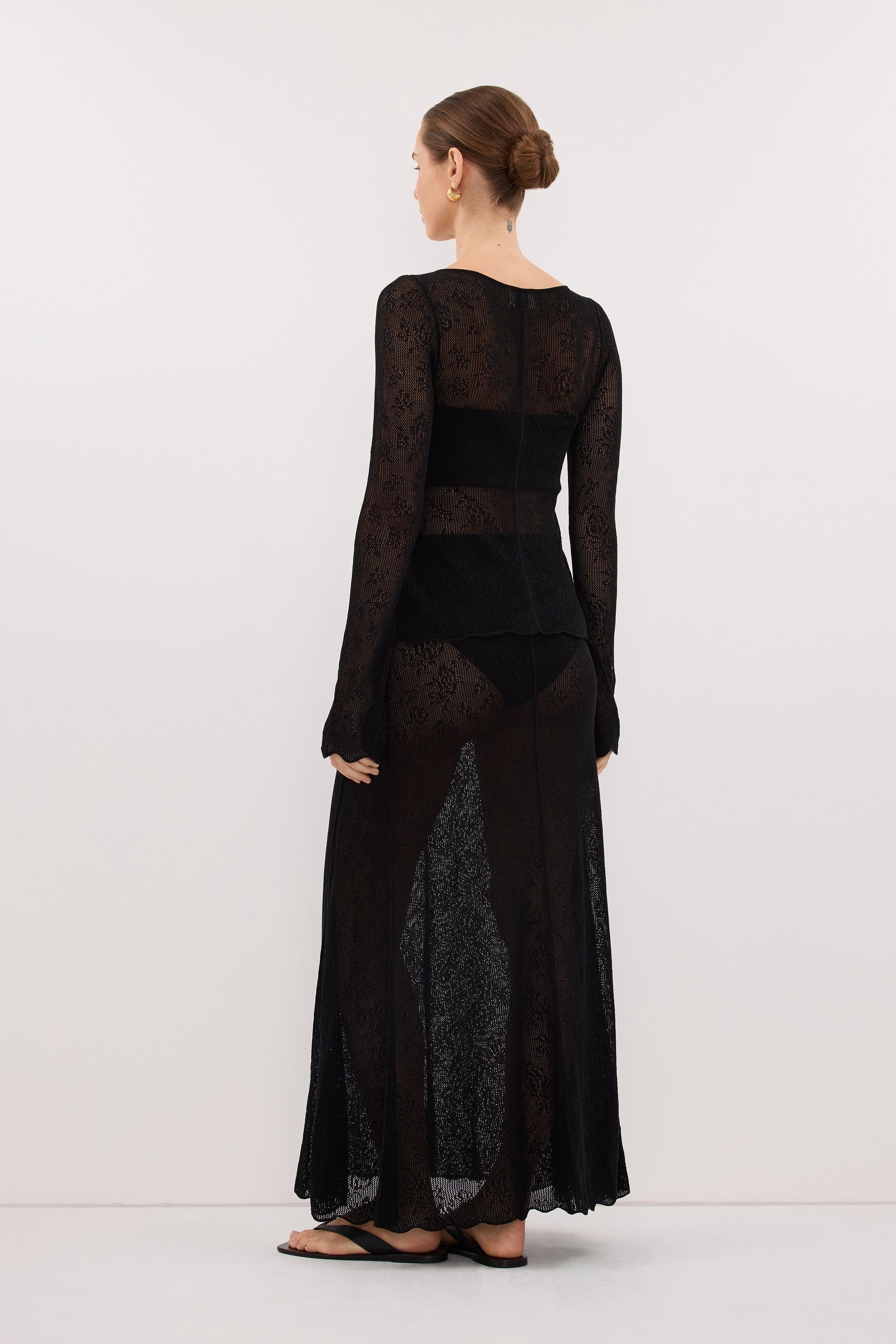 DELIA BLACK LACE BUTTON FRONT TOP