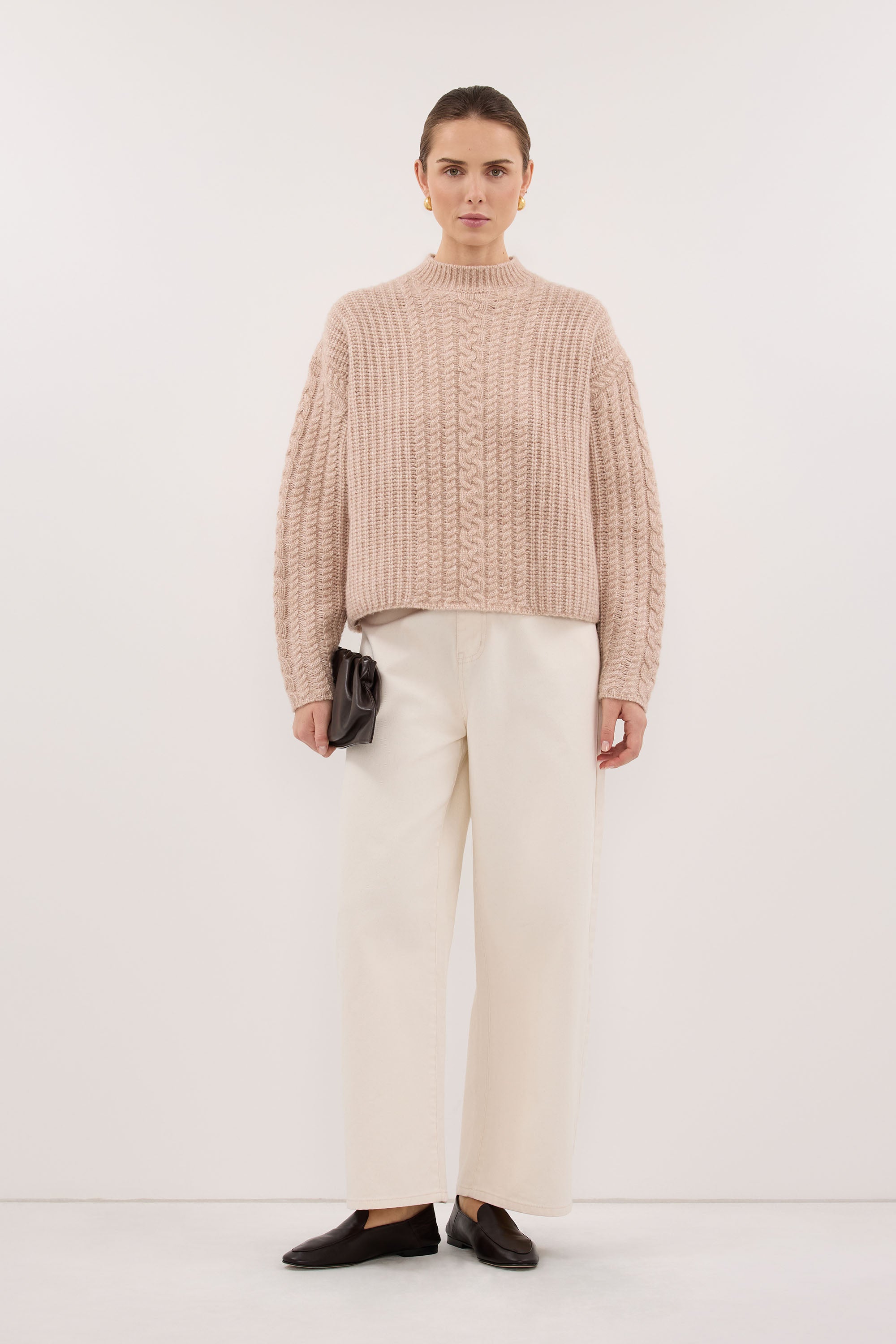 JOLIE OAT CABLE KNIT SWEATER