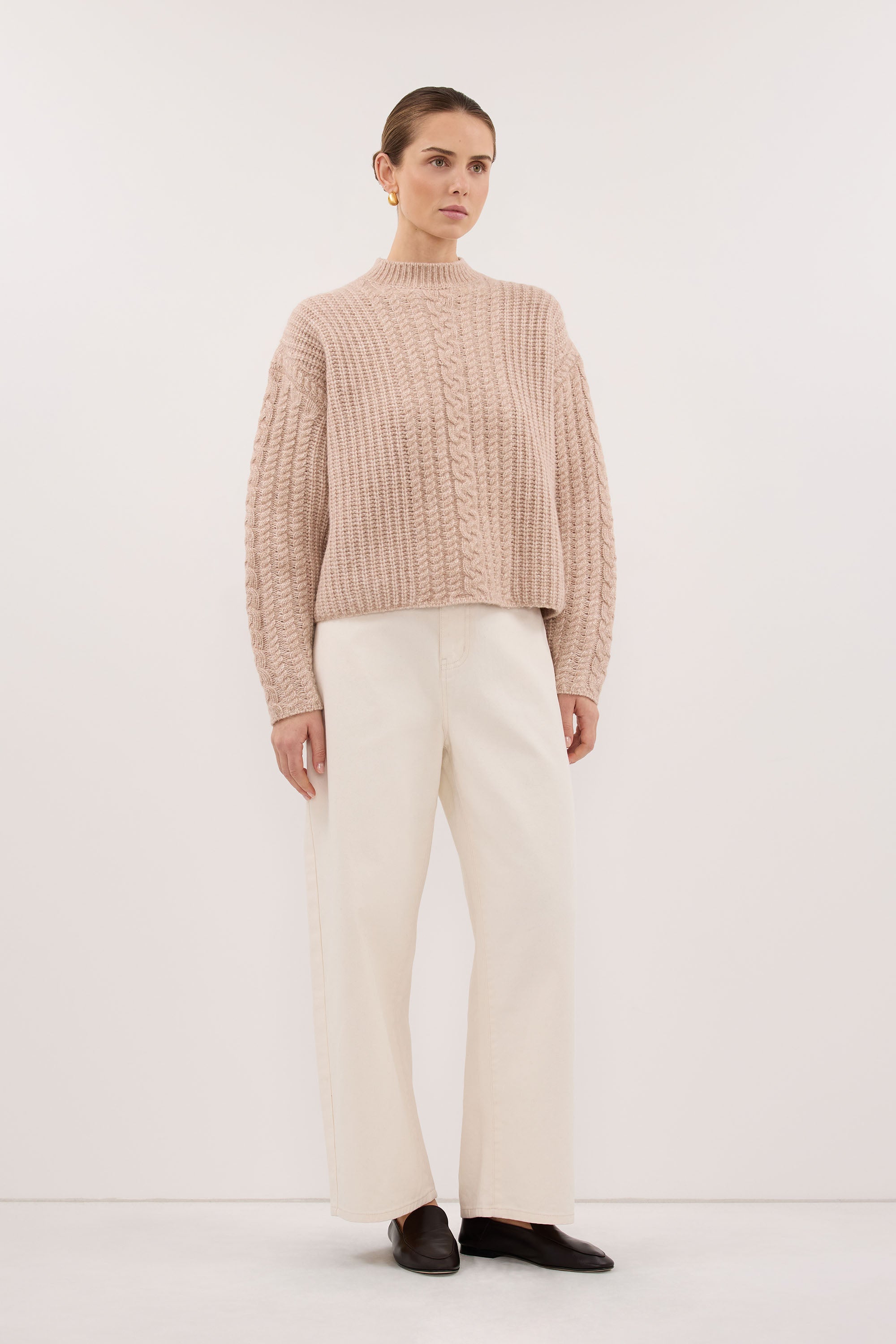 JOLIE OAT CABLE KNIT SWEATER