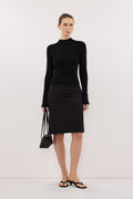 ANGEL BLACK RAGLAN FUNNEL NECK TOP