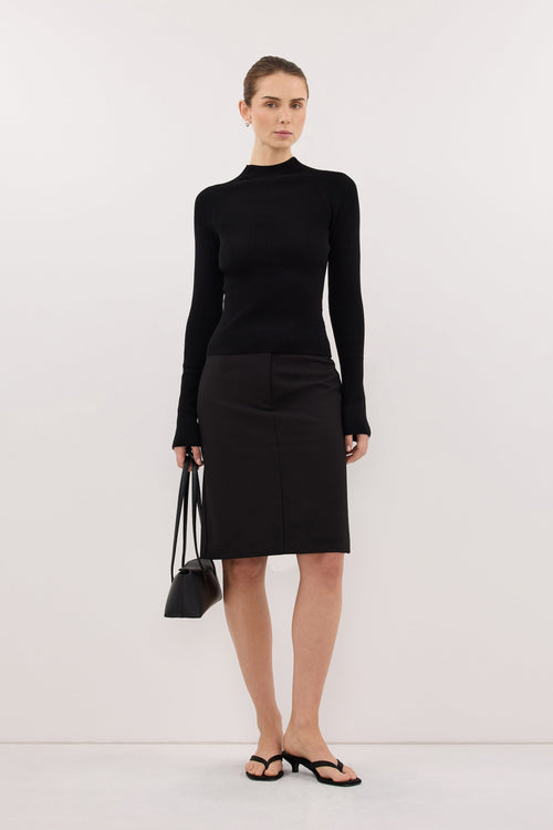 ANGEL BLACK RAGLAN FUNNEL NECK TOP