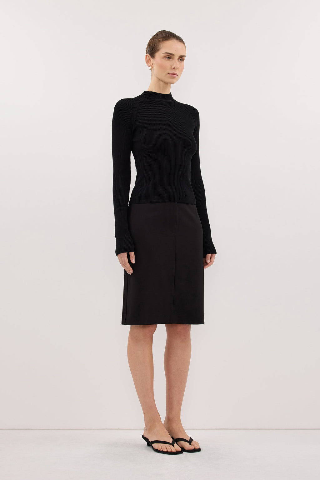 ANGEL BLACK RAGLAN FUNNEL NECK TOP