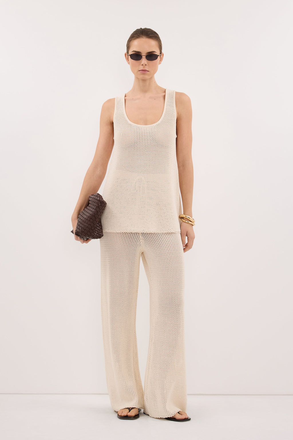 NALIA NATURAL OPEN KNIT SCOOP TANK
