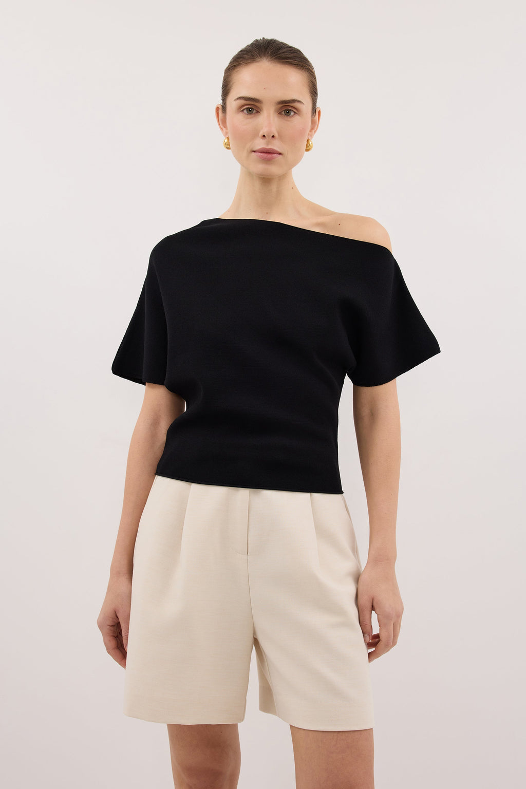 SCARLETT BLACK ASYM KNIT TOP