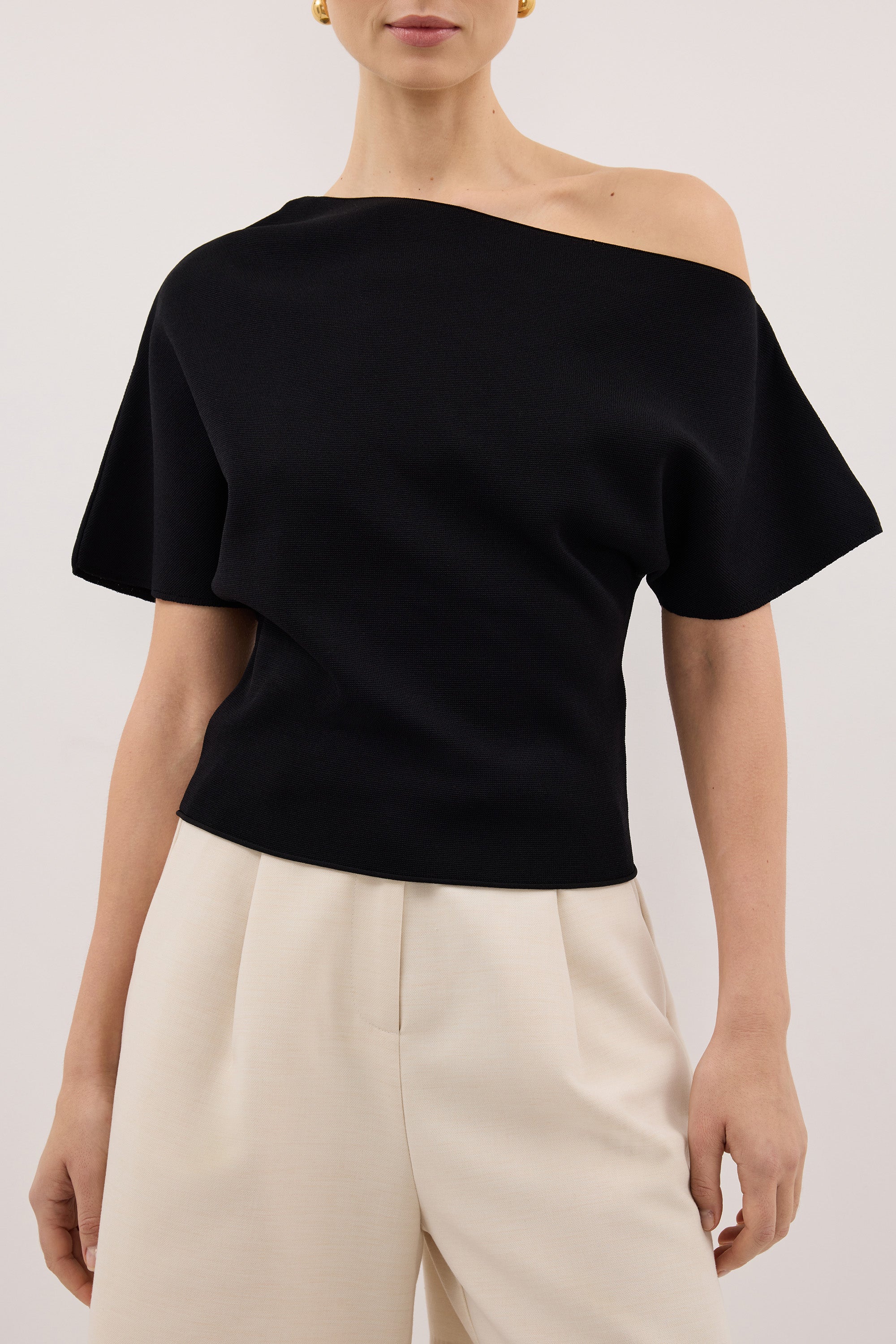 SCARLETT BLACK ASYM KNIT TOP