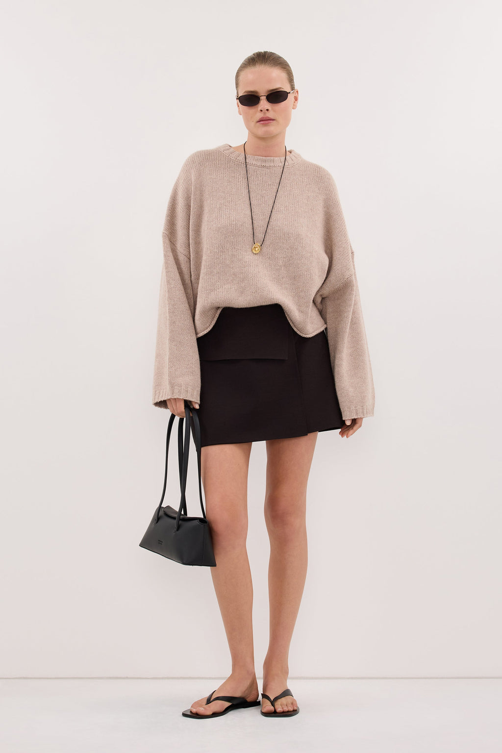 ADELINE OAT MARLE CASHMERE BLEND KNIT JUMPER