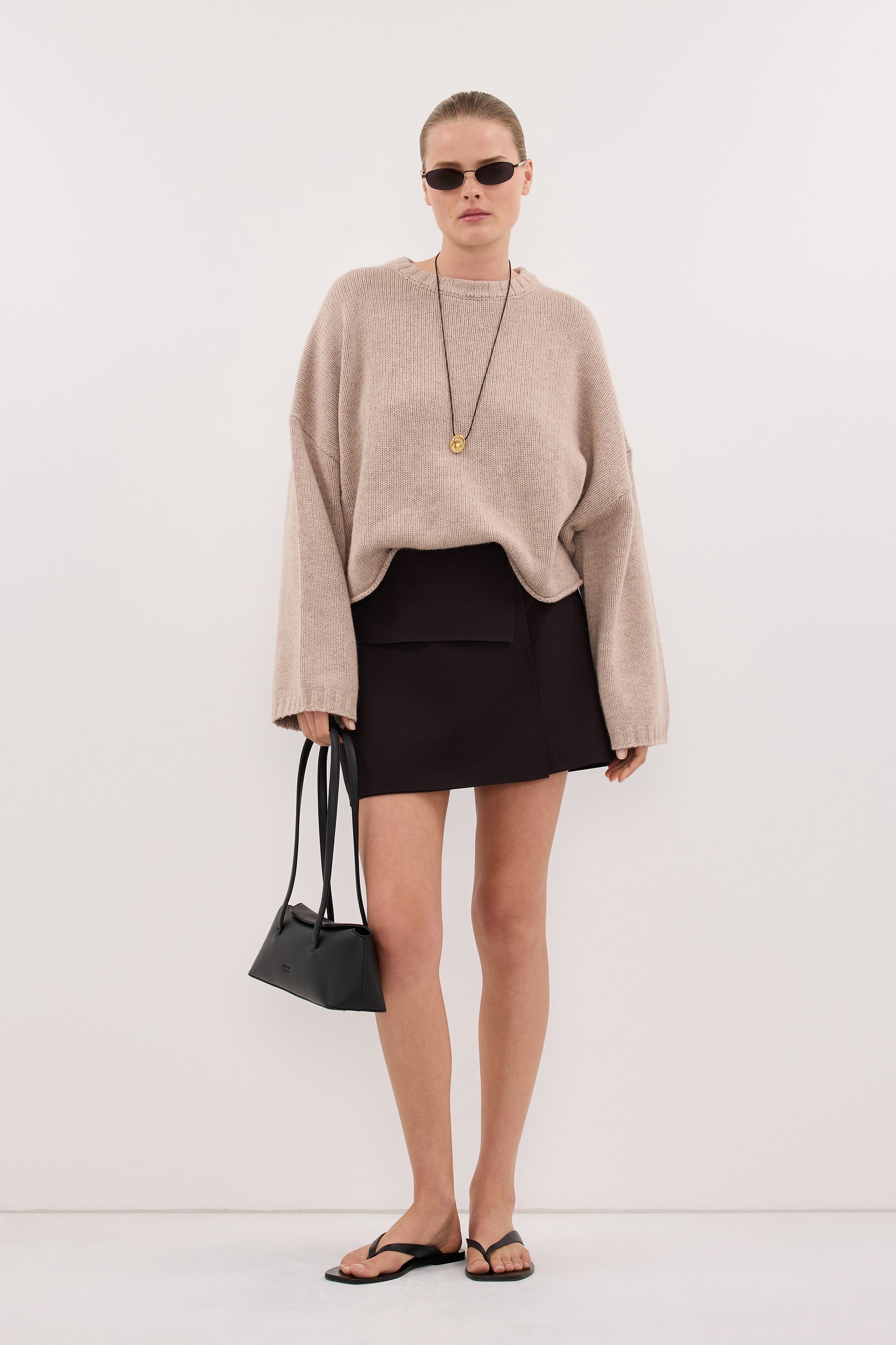 ADELINE OAT MARLE CASHMERE BLEND KNIT JUMPER