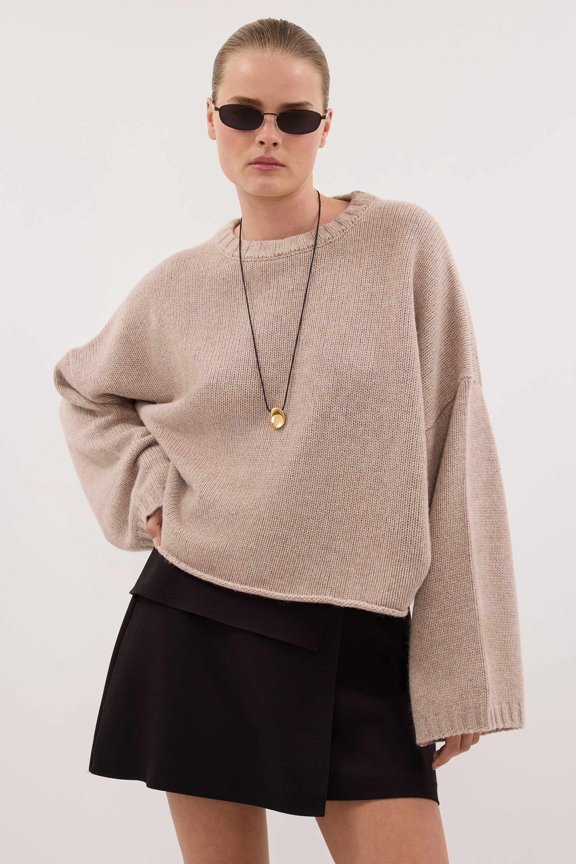 ADELINE OAT MARLE CASHMERE BLEND KNIT JUMPER