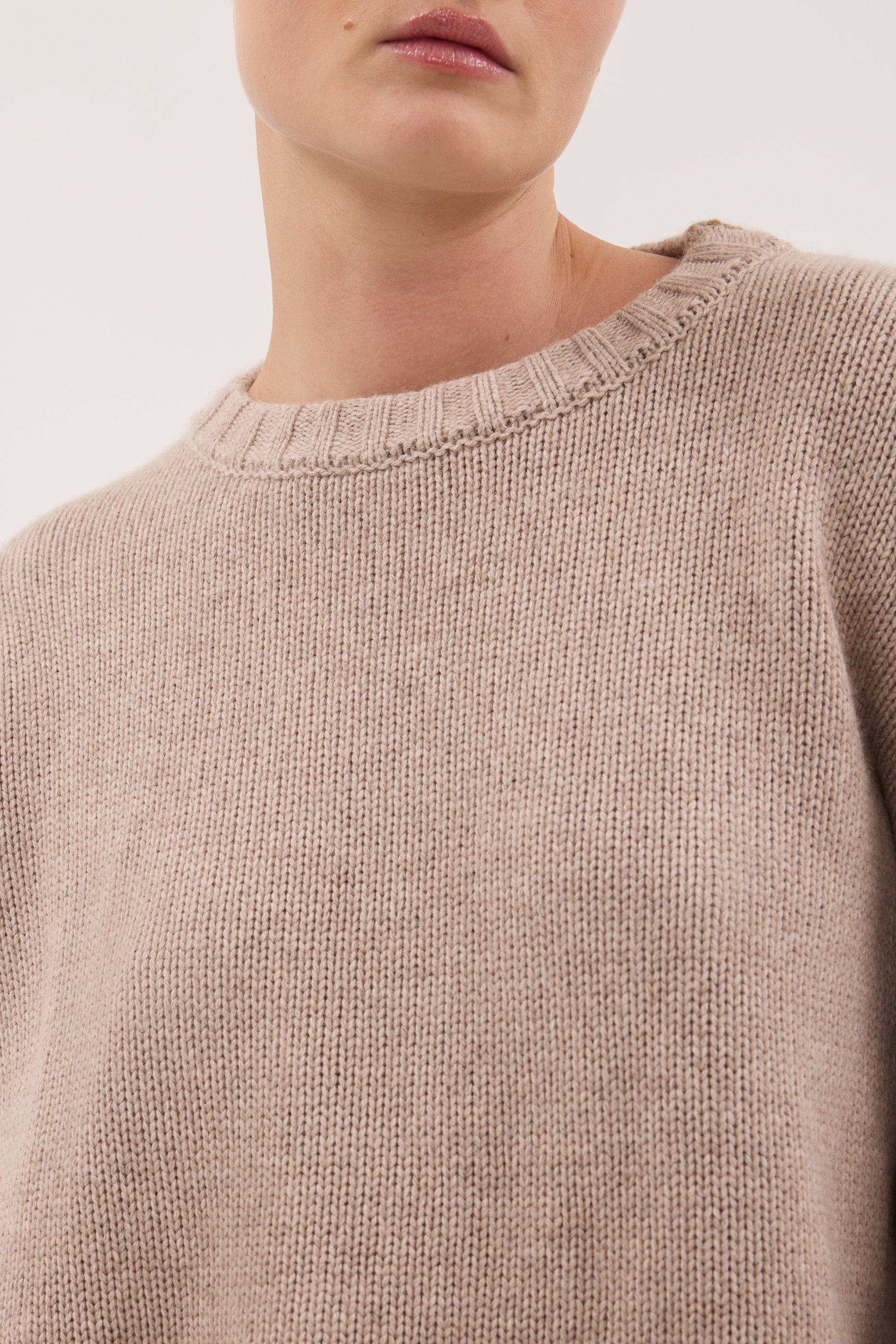 ADELINE OAT MARLE CASHMERE BLEND KNIT JUMPER