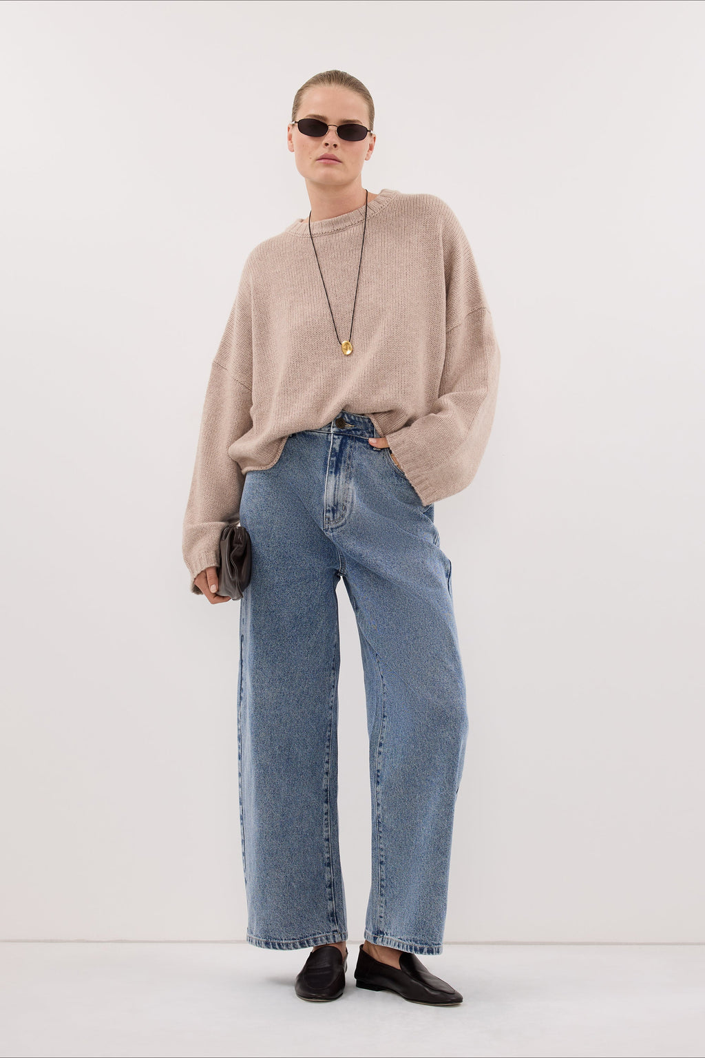 ADELINE OAT MARLE CASHMERE BLEND KNIT JUMPER