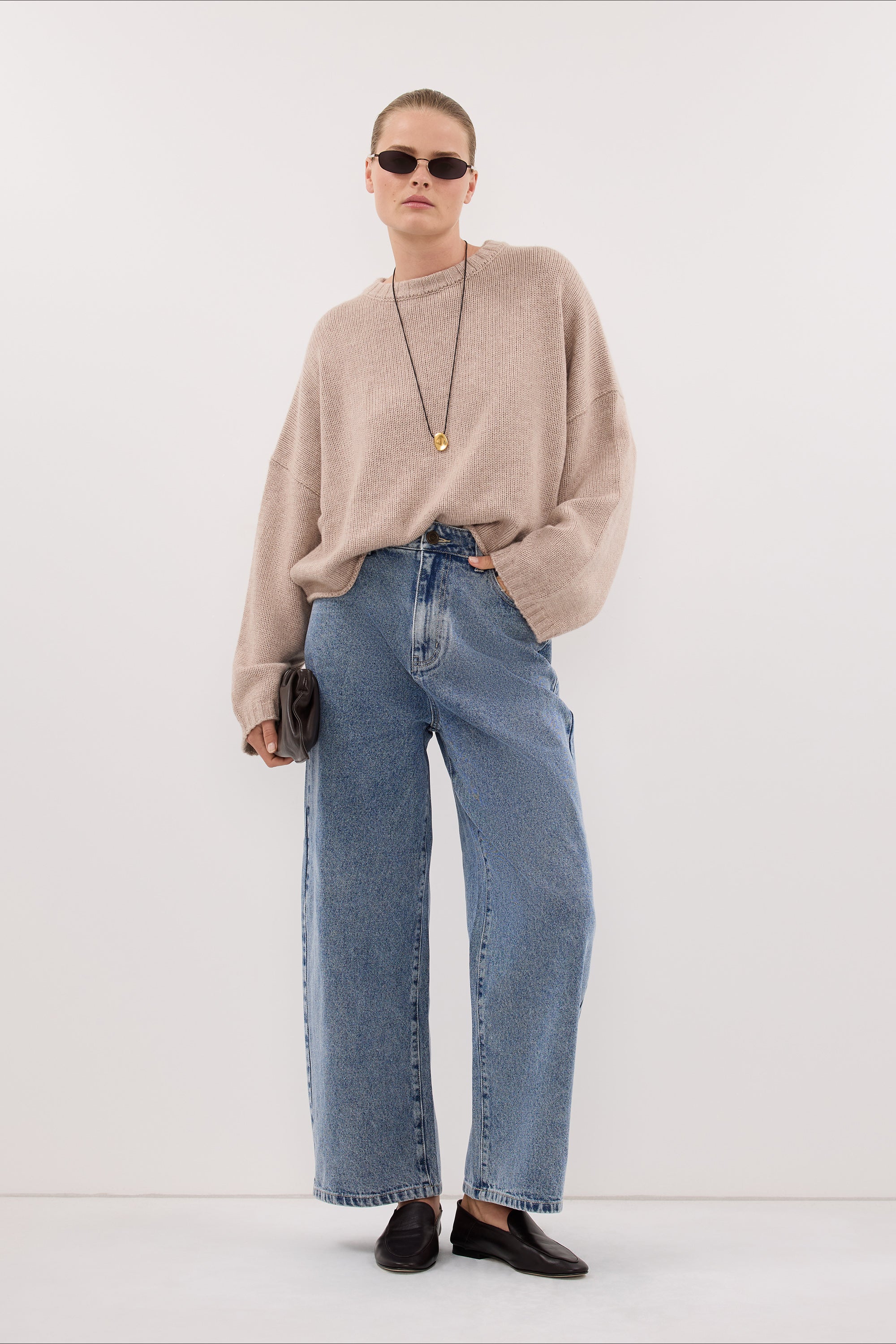 ADELINE OAT MARLE CASHMERE BLEND KNIT JUMPER