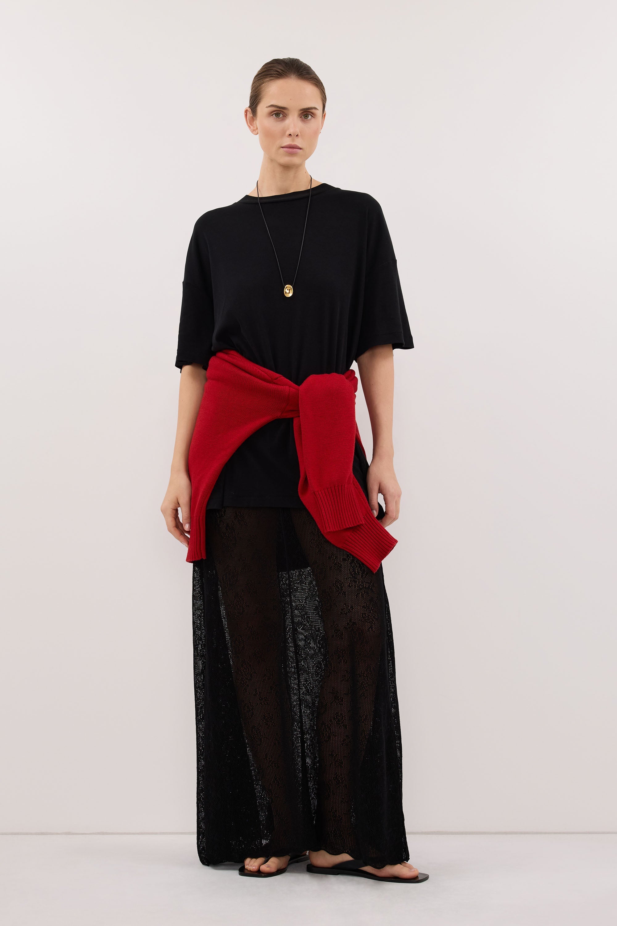 DELIA BLACK LACE MAXI SKIRT