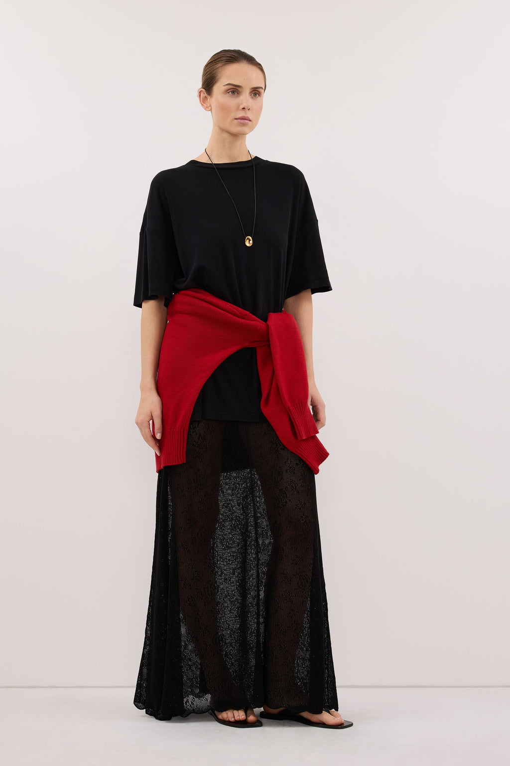 DELIA BLACK LACE MAXI SKIRT