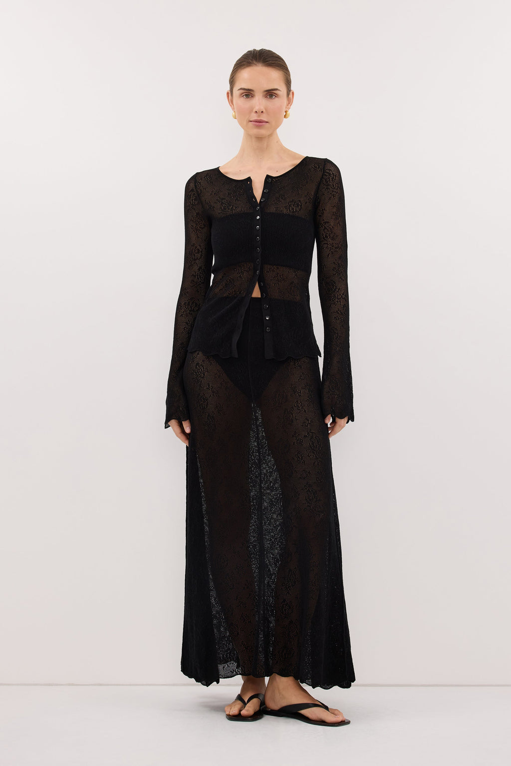 DELIA BLACK LACE MAXI SKIRT