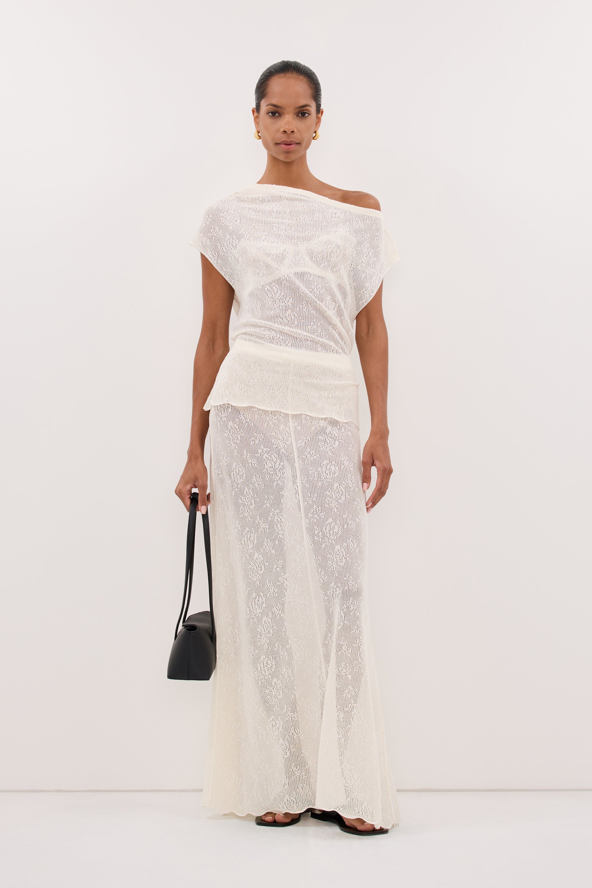 DELIA OFF WHITE LACE MAXI SKIRT