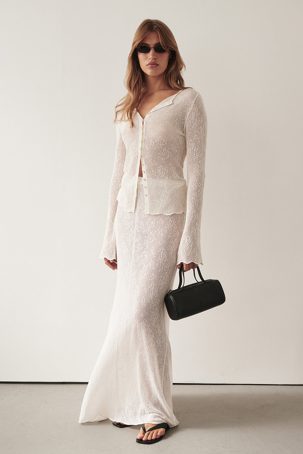 DELIA OFF WHITE LACE MAXI SKIRT