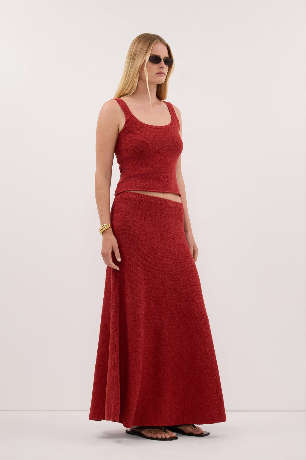 HARRIET BURNT RED KNIT MAXI SKIRT