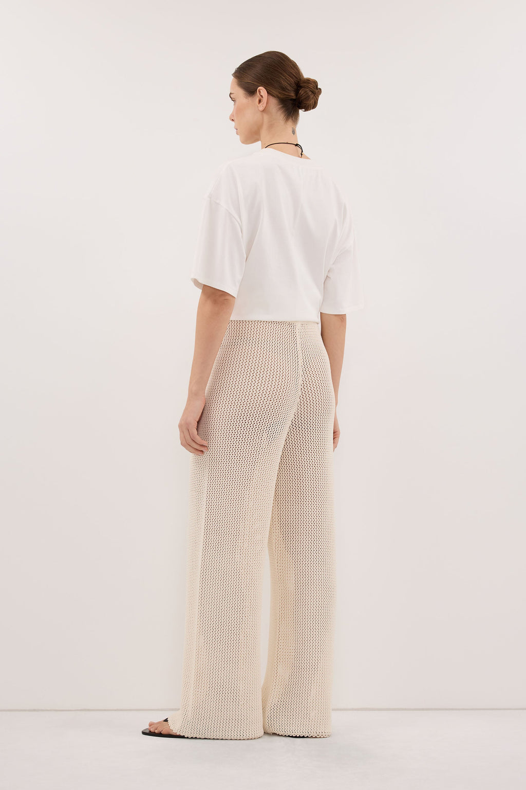 NALIA NATURAL OPEN KNIT WIDE PANT