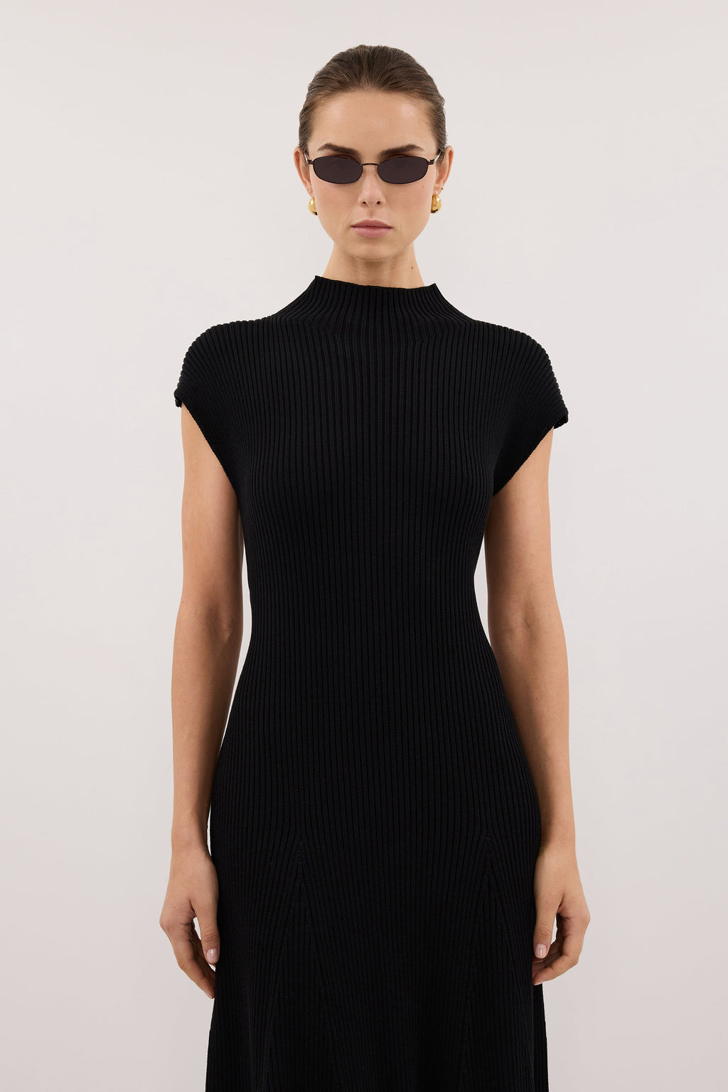 DELLA BLACK KNIT MIDI DRESS