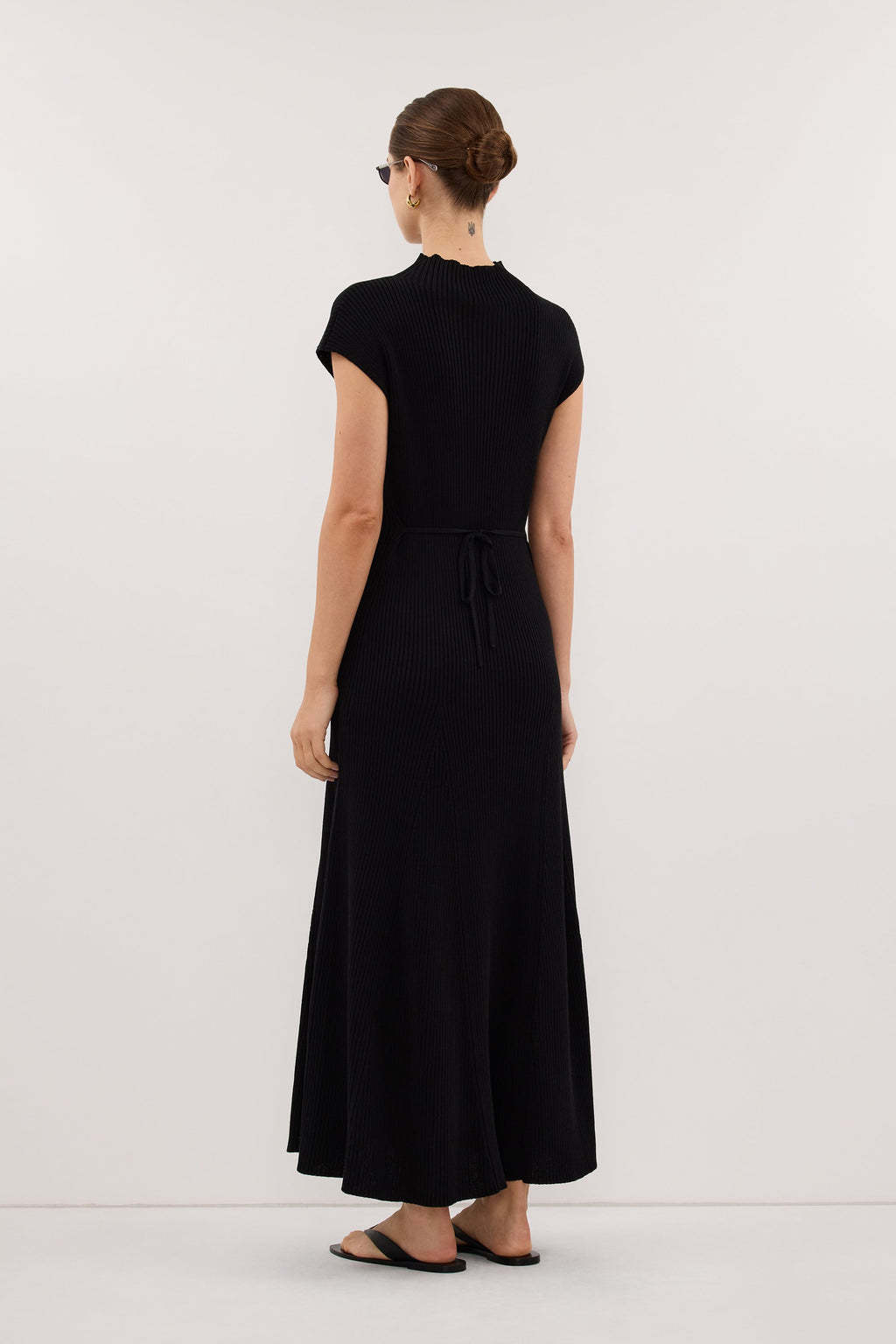 DELLA BLACK KNIT MIDI DRESS