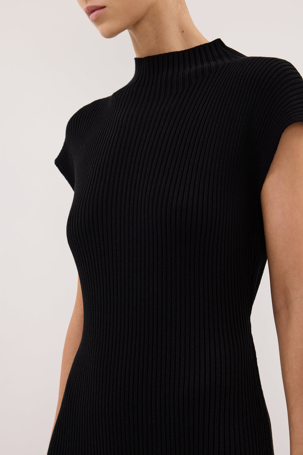 DELLA BLACK KNIT MIDI DRESS