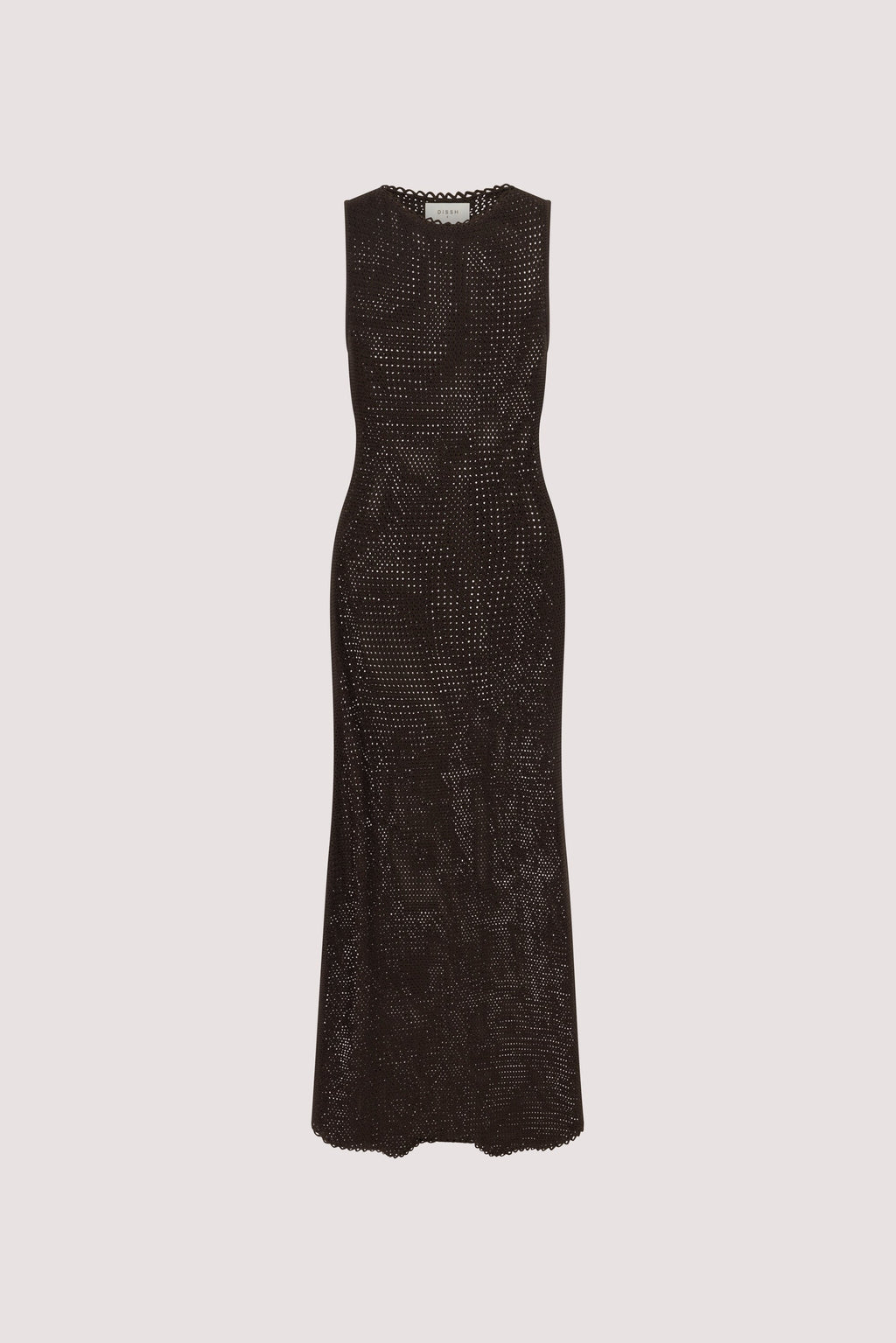 NALIA BLACK OLIVE OPEN KNIT MIDI DRESS