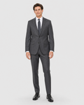 Men's Charcoal Textured Half Canvassed Classic Fit 2-Button Wool Suit