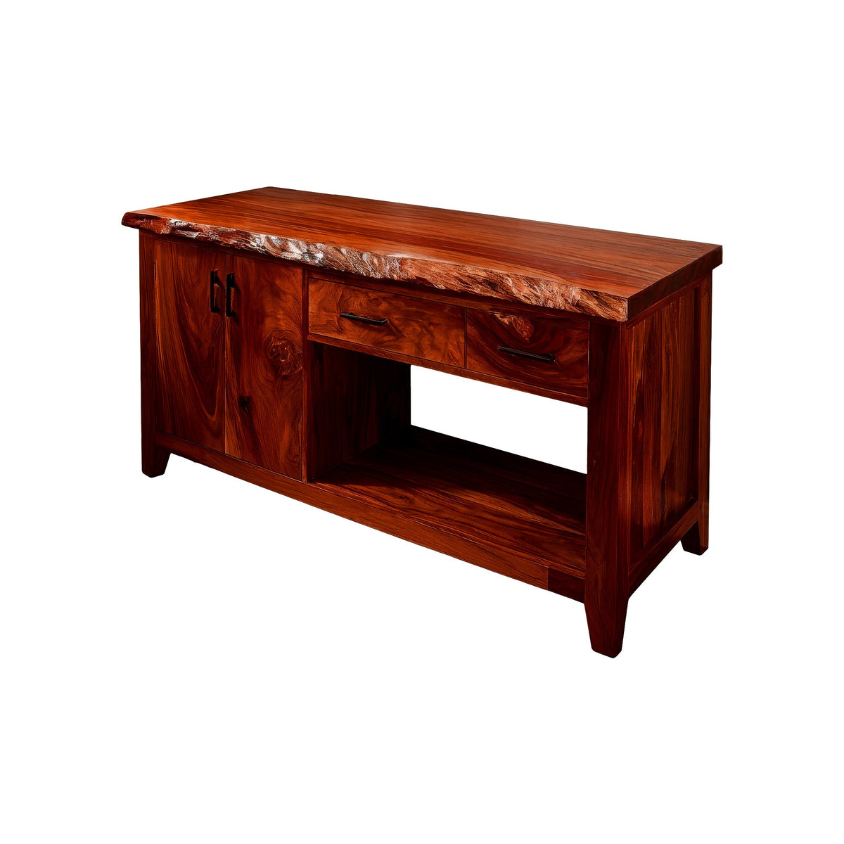 Live Edge Solid Hardwood Freestanding Bathroom Vanity with Cabinet in Mahogany finish