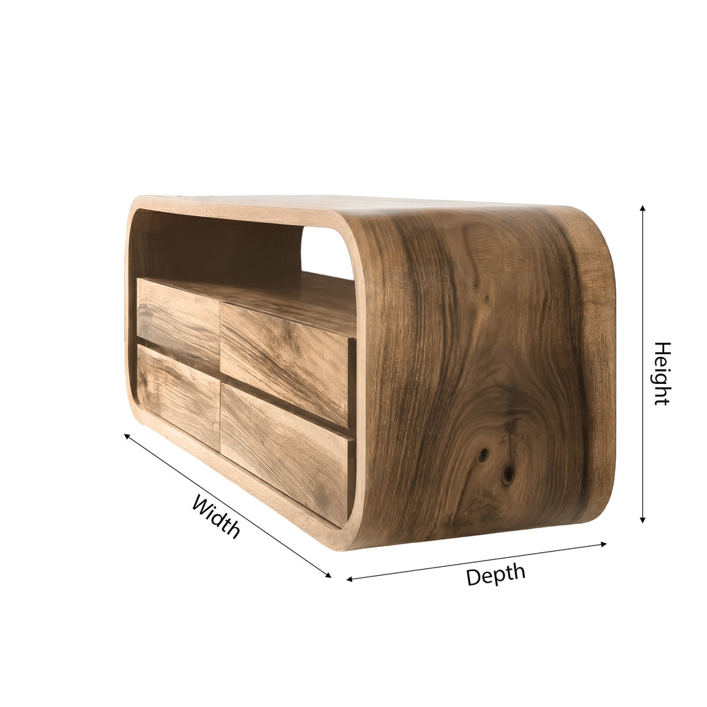 Sculpted Solid Wood Floating Bathroom Vanity with Rounded Edges - view 5