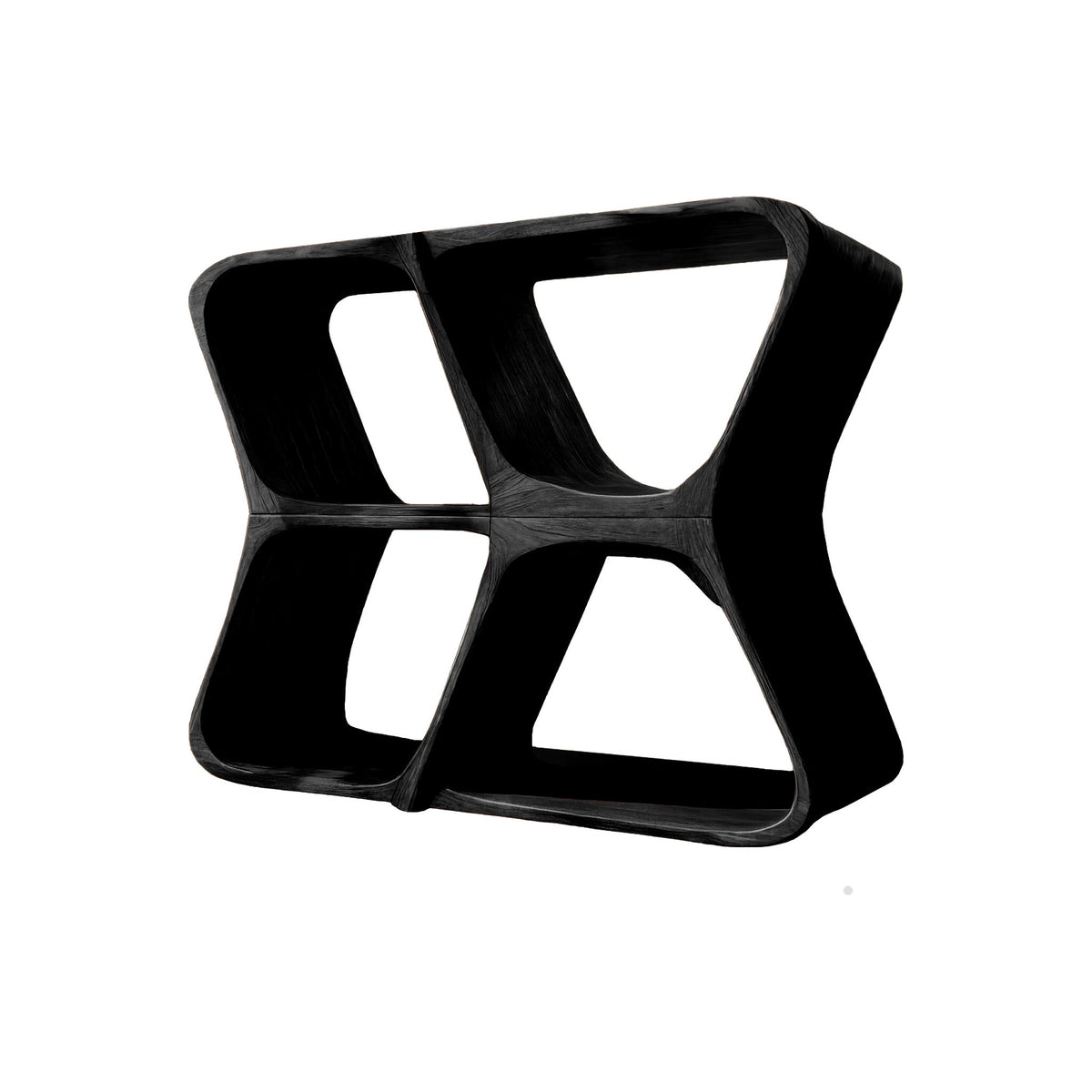 Sculpted Solid Wood Record Player Cabinet with Curved Edges in Black finish
