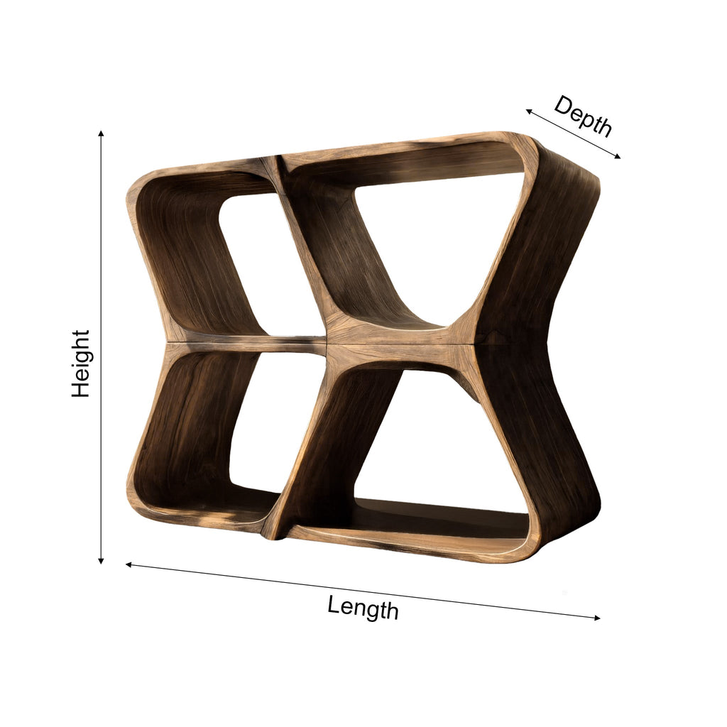 Sculpted Solid Wood Record Player Cabinet with Curved Edges - view 4