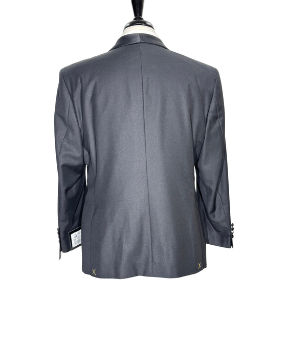 Men's Solid Black Satin Shawl Lapel Classic Fit 2-Button Tuxedo