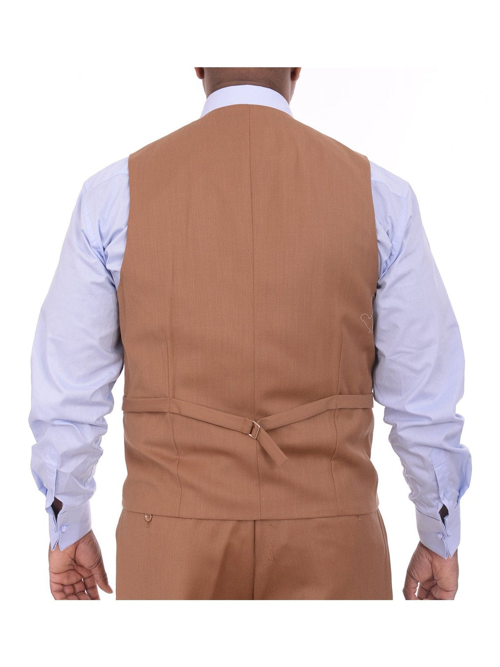 Men's Solid Brown 3-Piece Wool Suit Peak Lapel