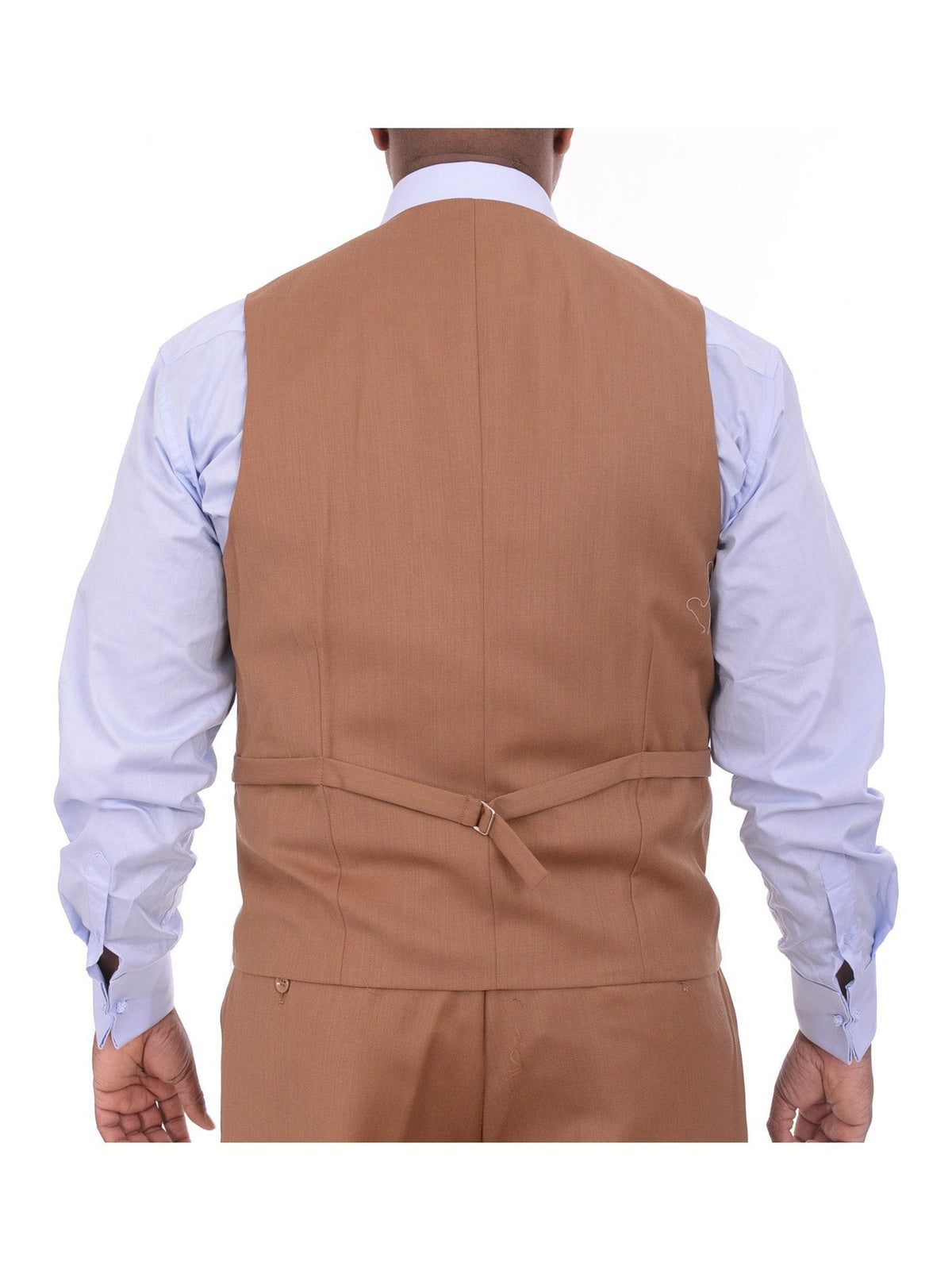 Men's Solid Brown 3-Piece Wool Suit Peak Lapel
