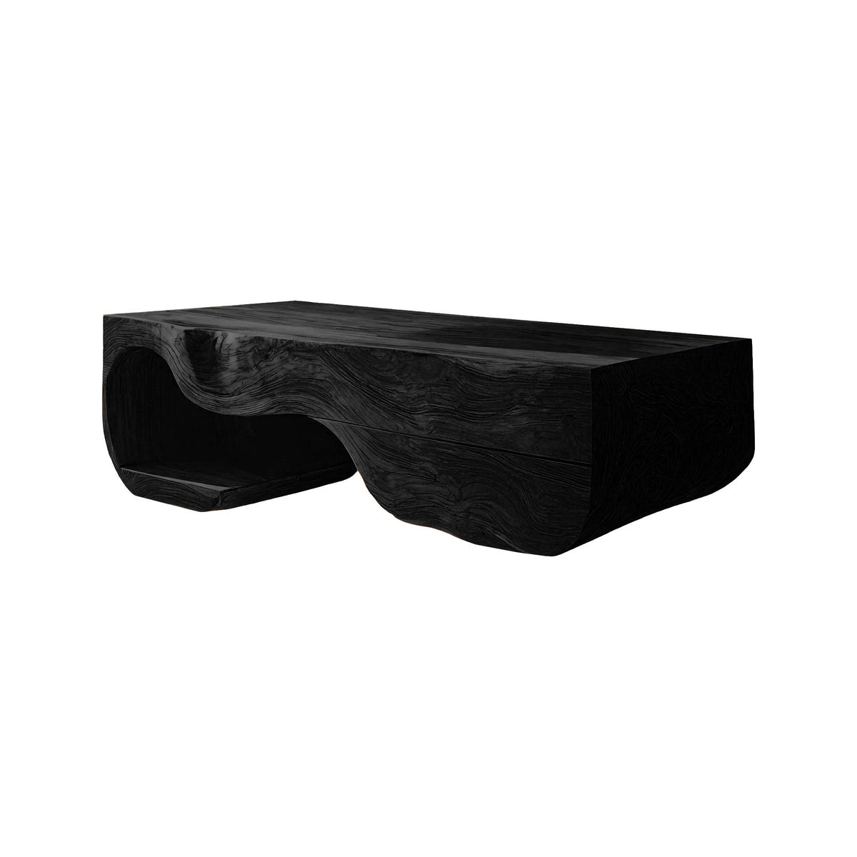 Sculpted Solid Wood Floating Bathroom Vanity with Drawer in Black finish