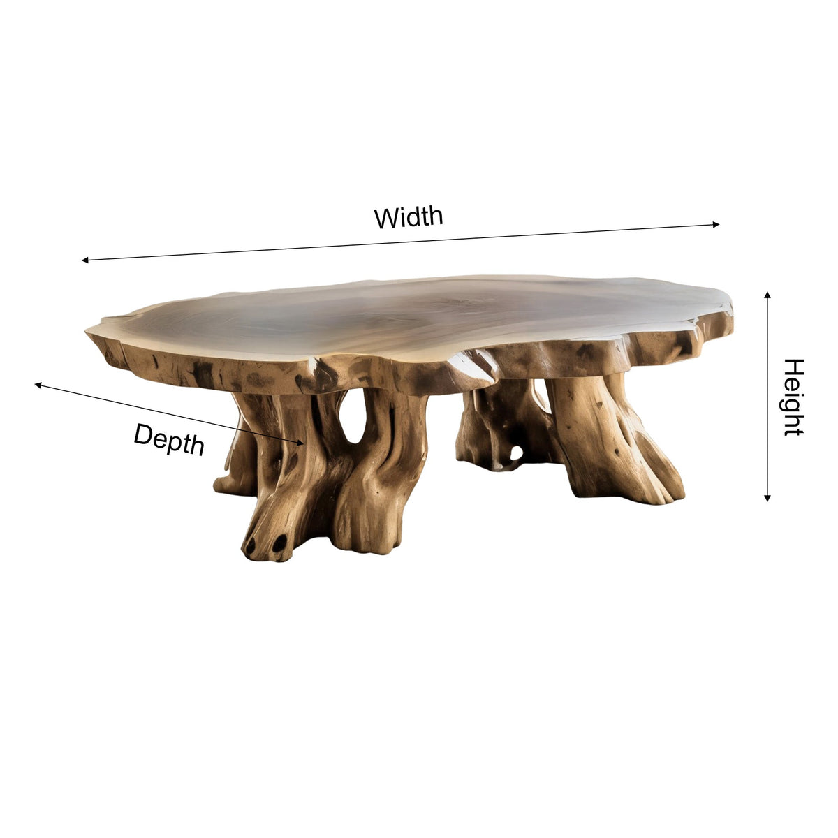 Teak Root Coffee Table with Sculptural Root-Form Base - view 5